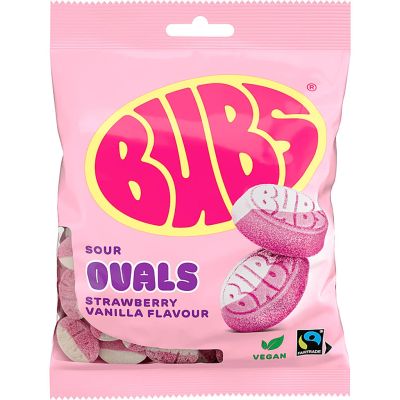 Bubs Sour Mansikka-Vanilla Ovaalit 90g