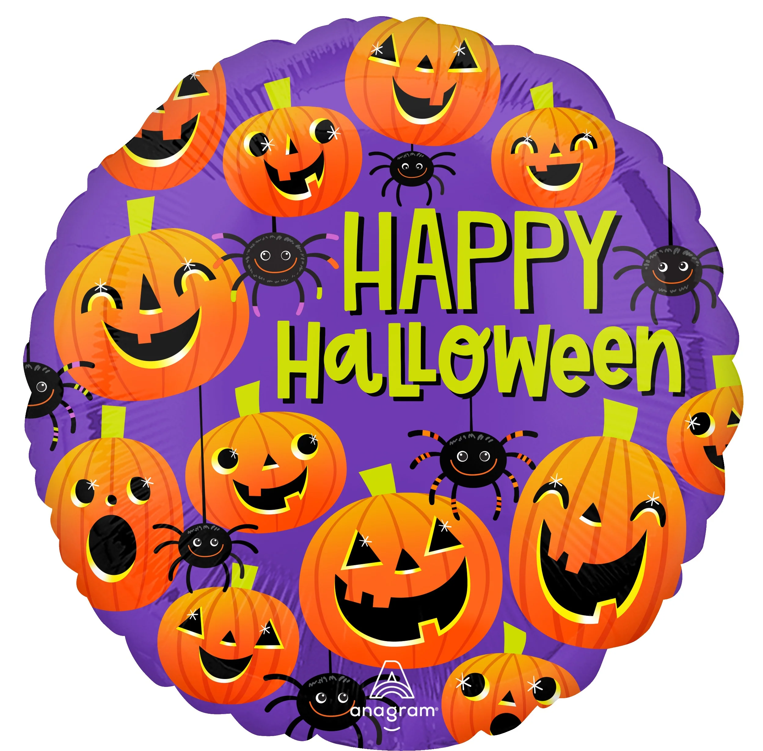 Halloween kurpitsat ja hämähäkit foliopallo