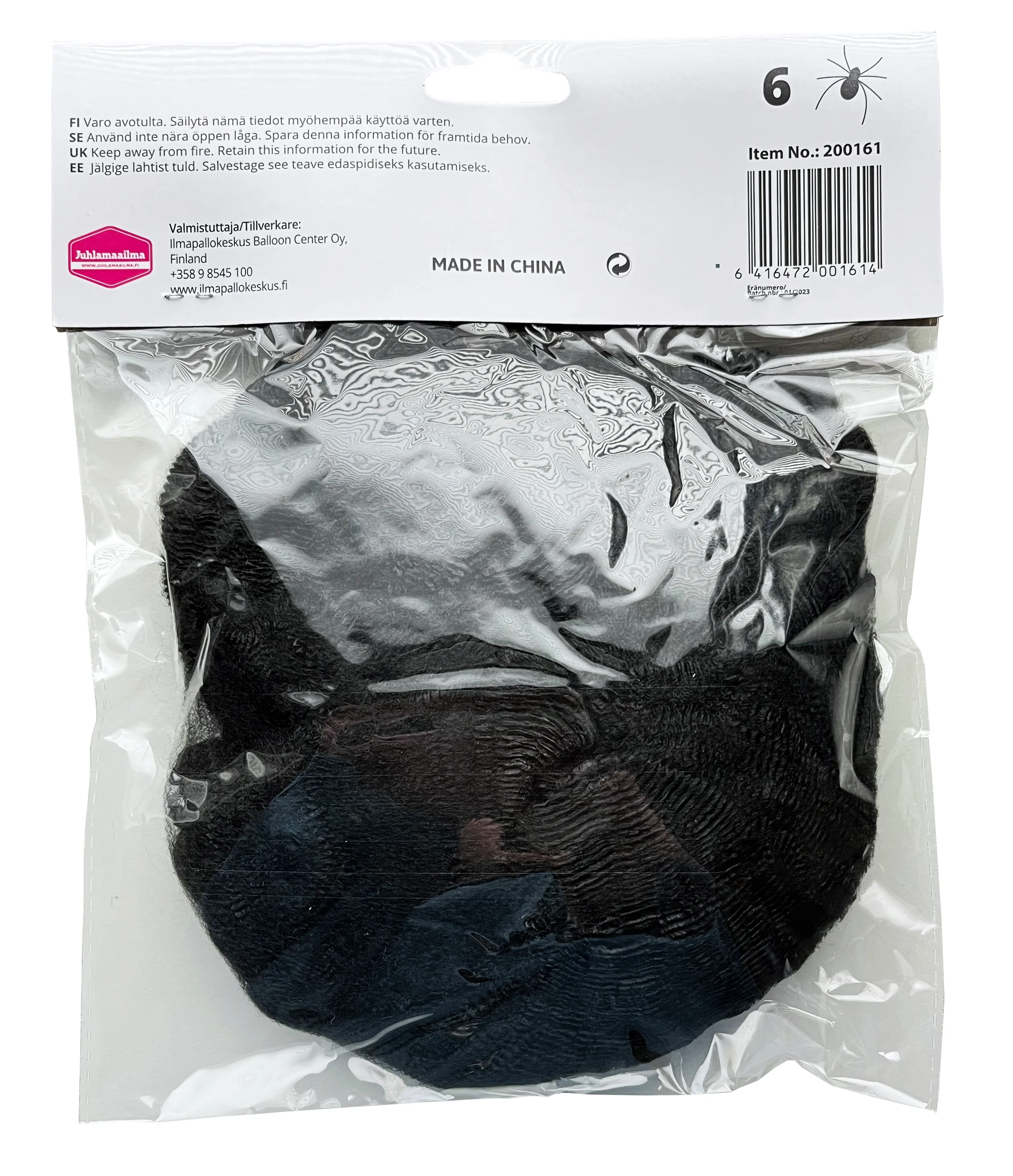 Hämähäkinseitti 100 g, musta ja 6 hämähäkkiä - Image 2