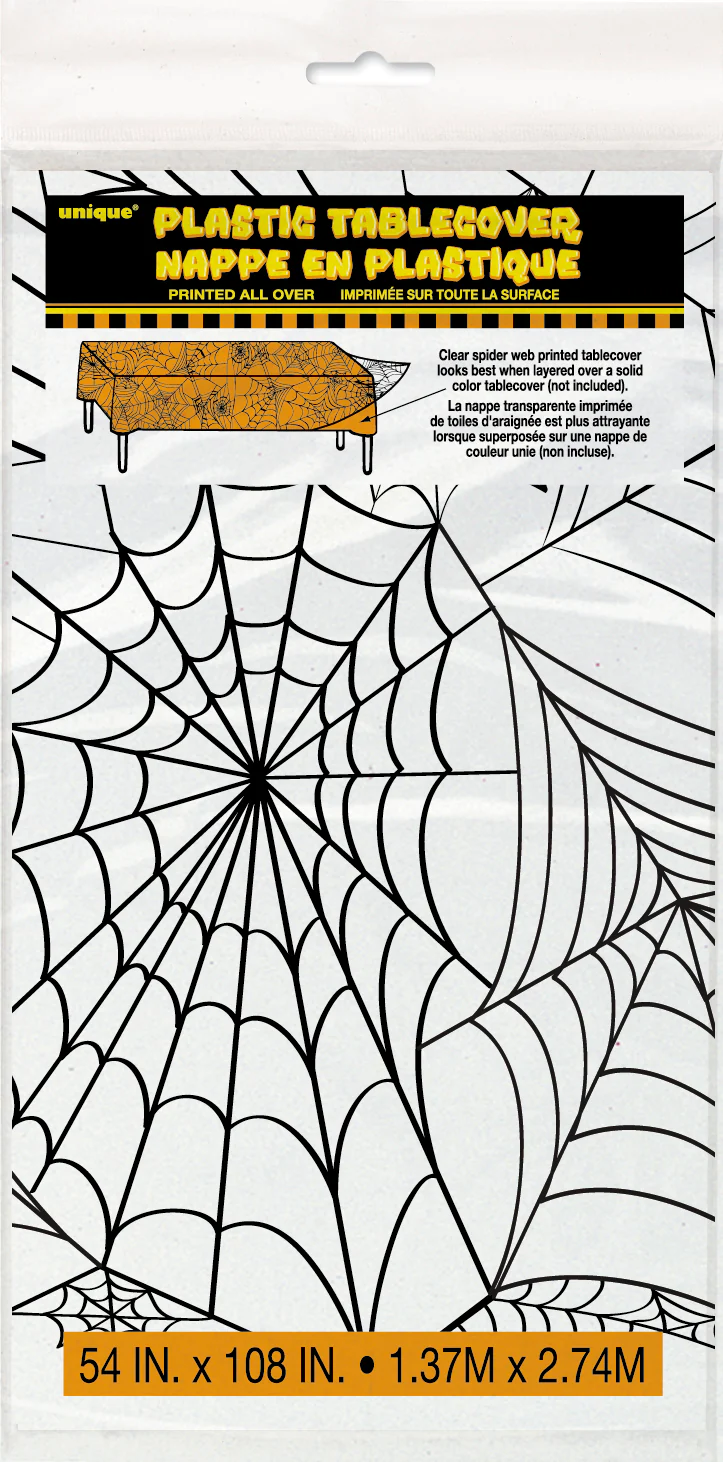 Hämähäkinverkko muovinen pöytäliina, valkoinen 137 x 274 cm - Image 2