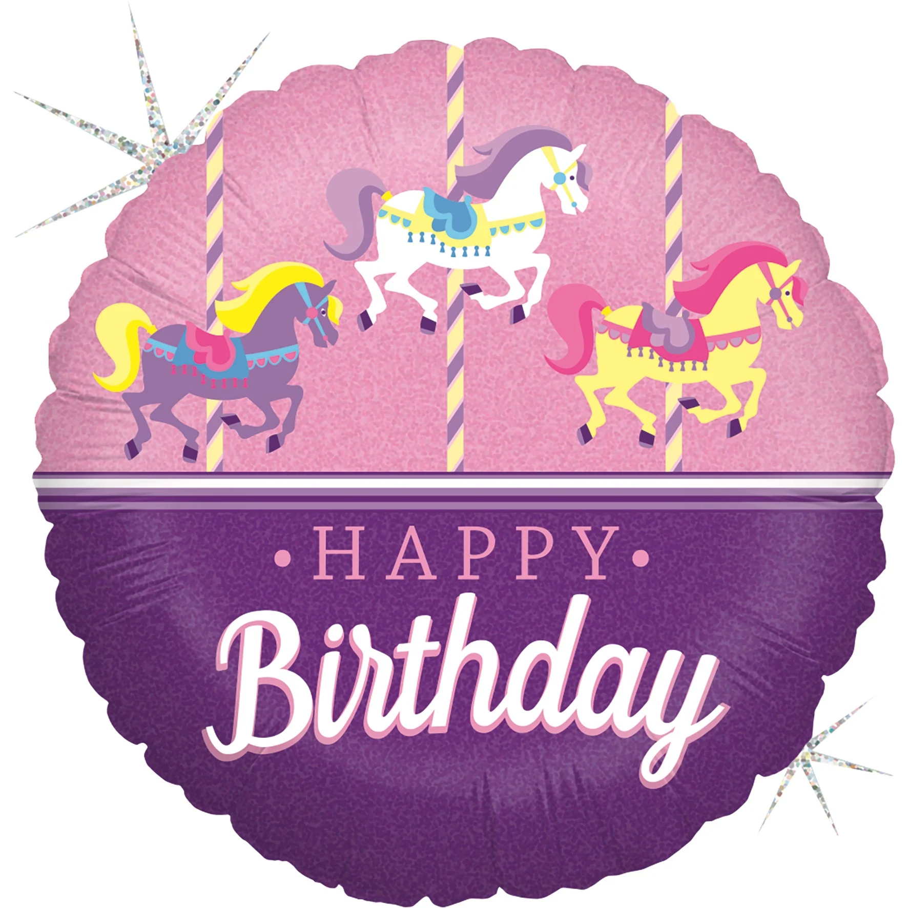 Happy Birthday karusellihevoset kimalle foliopallo