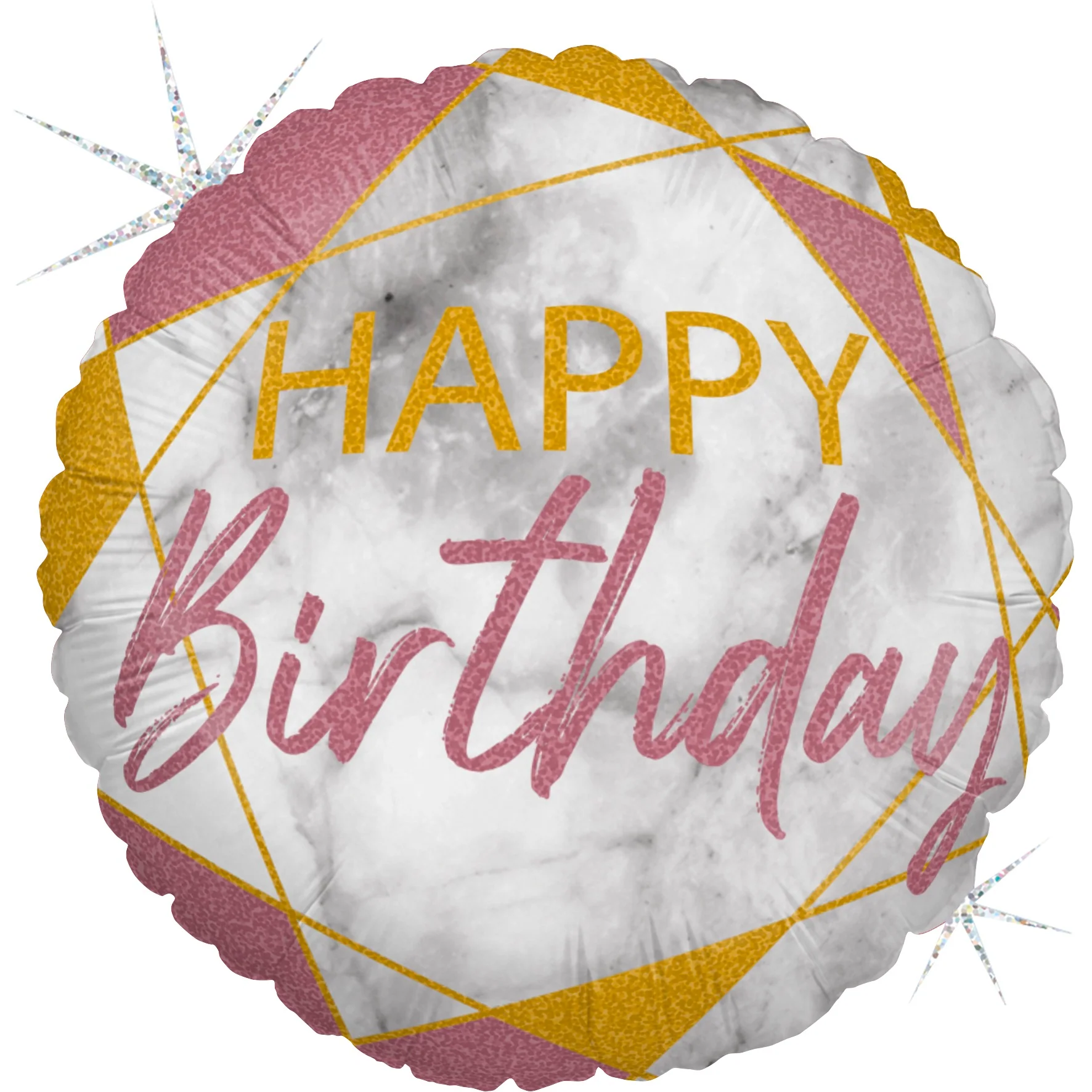 Happy Birthday marmori ruusukulta foliopallo
