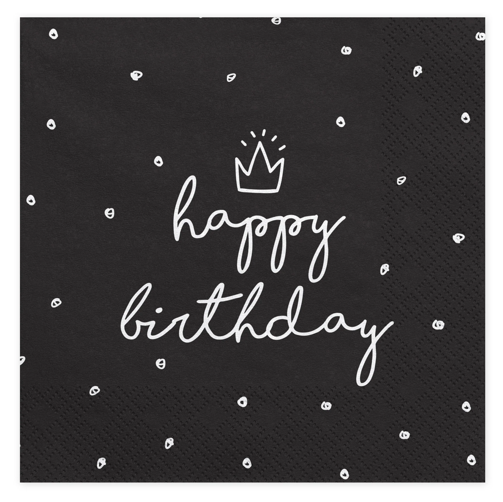 Happy Birthday musta suuri lautasliina 20 kpl/pkt