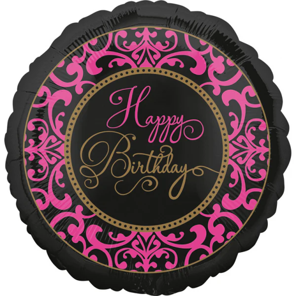 Happy Birthday pinkit kiehkurat foliopallo