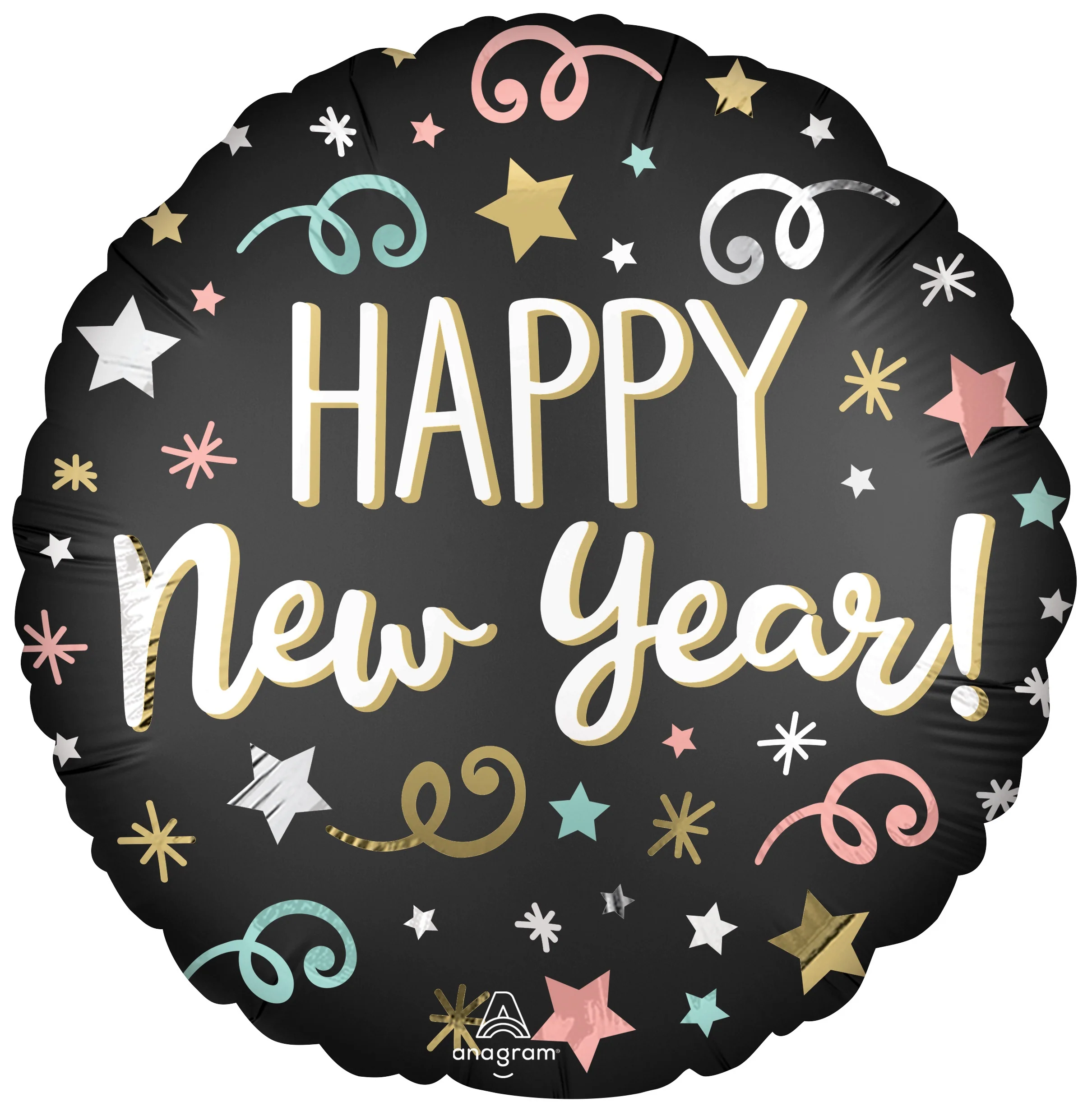 Happy New Year konfettisade foliopallo