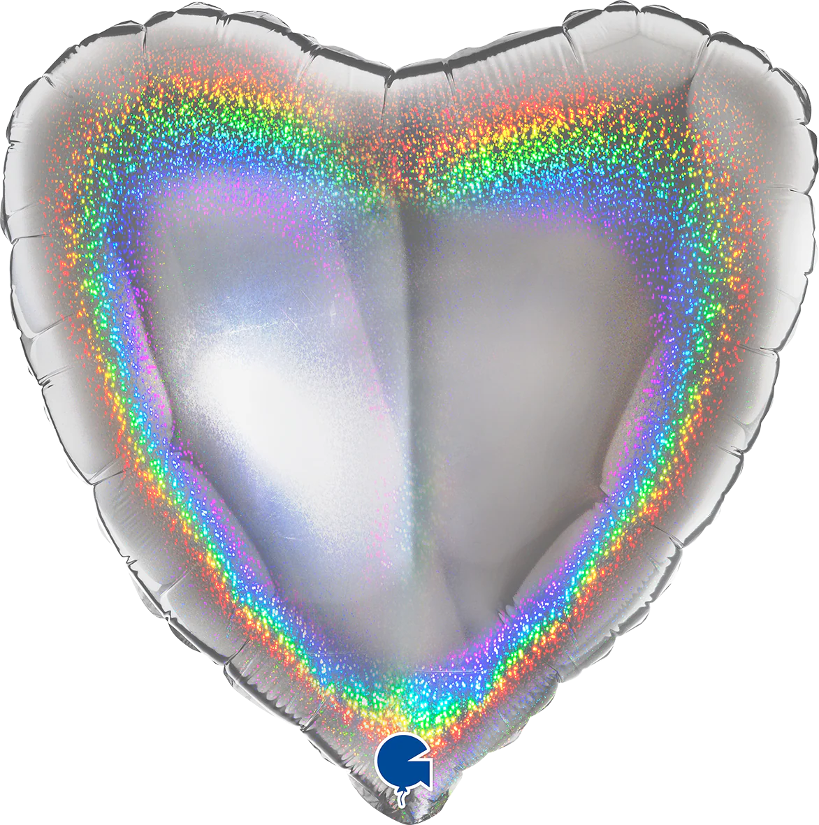Hopeanvärinen hologrammi sydän foliopallo