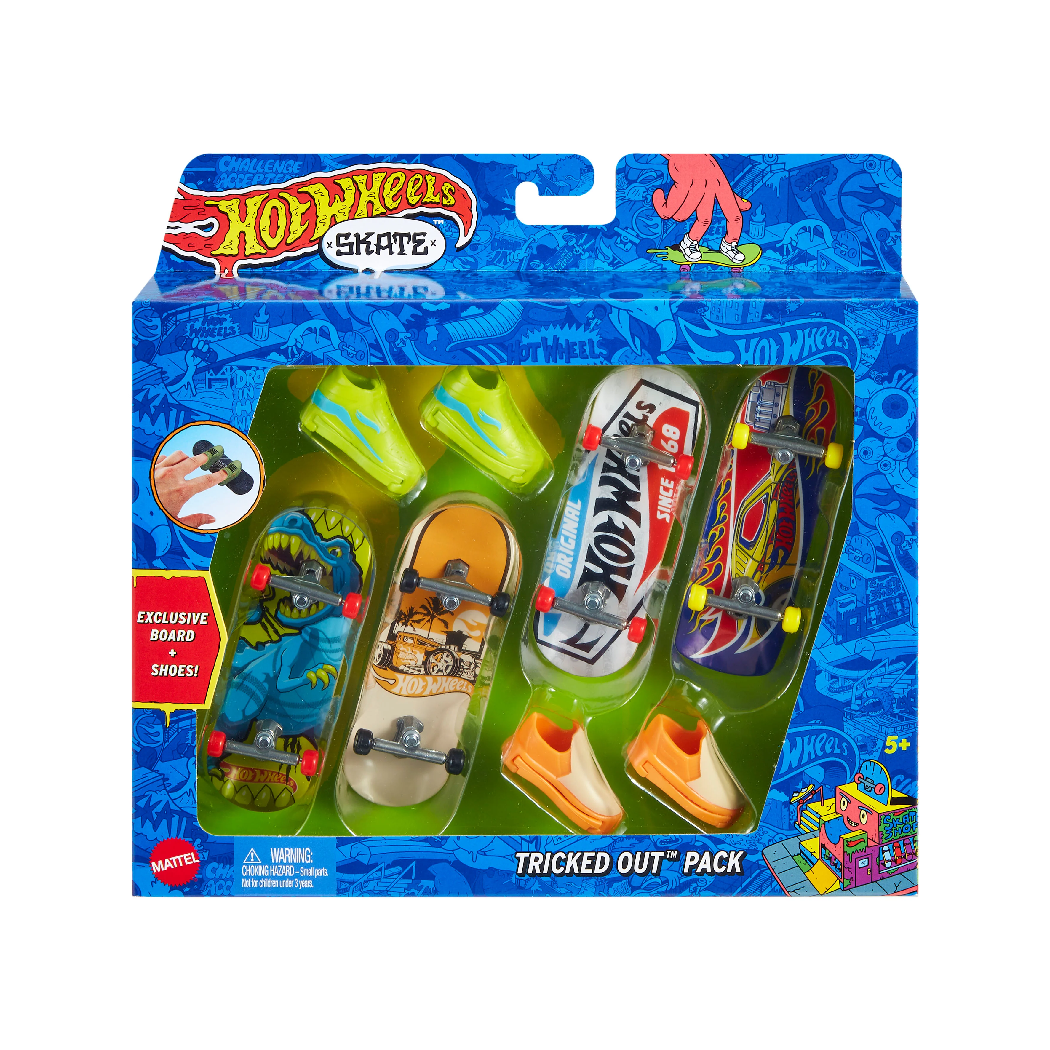 HOT WHEELS SKATE FINGERBOARD & SHOE 4 PACK - Image 3