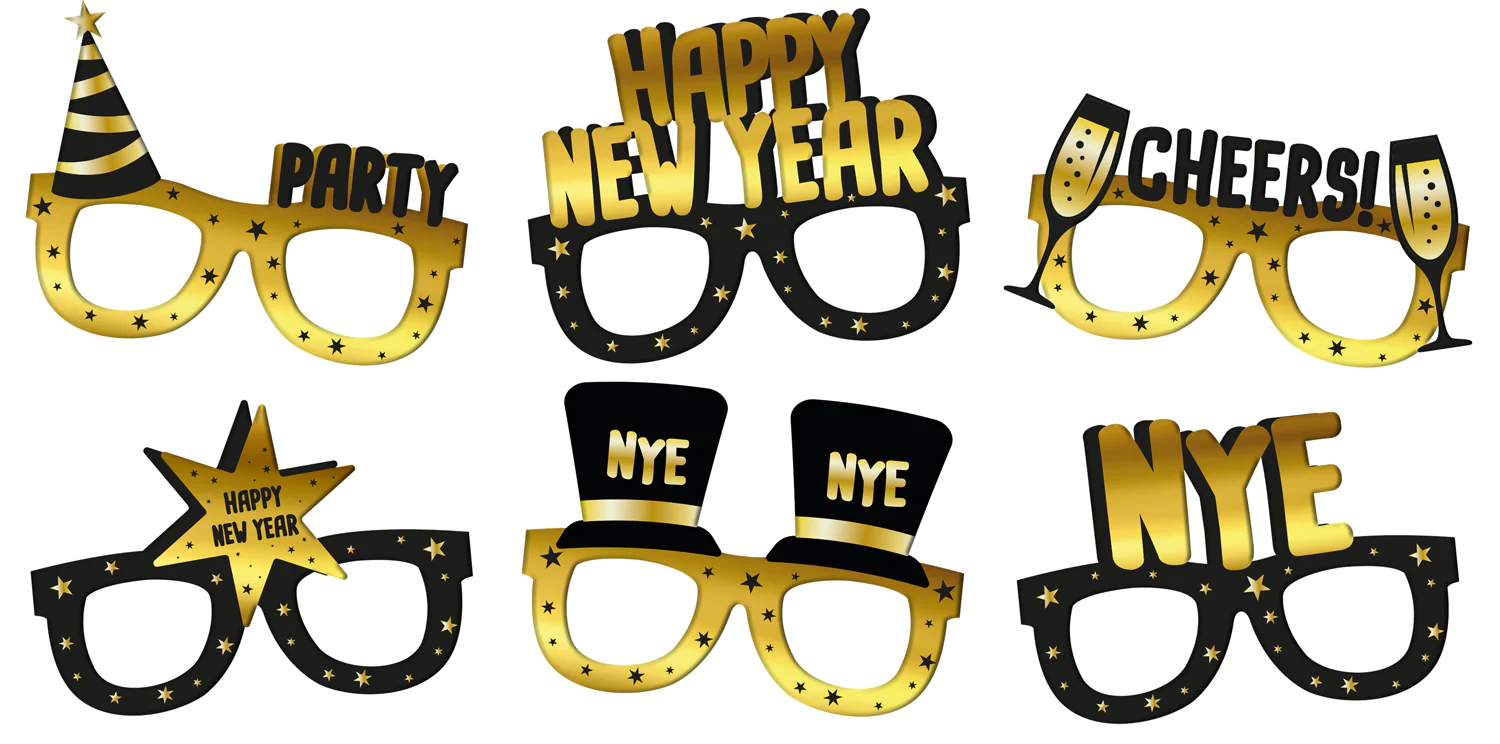 Hupilasit Happy New Year pahvia 6 kpl/pkt