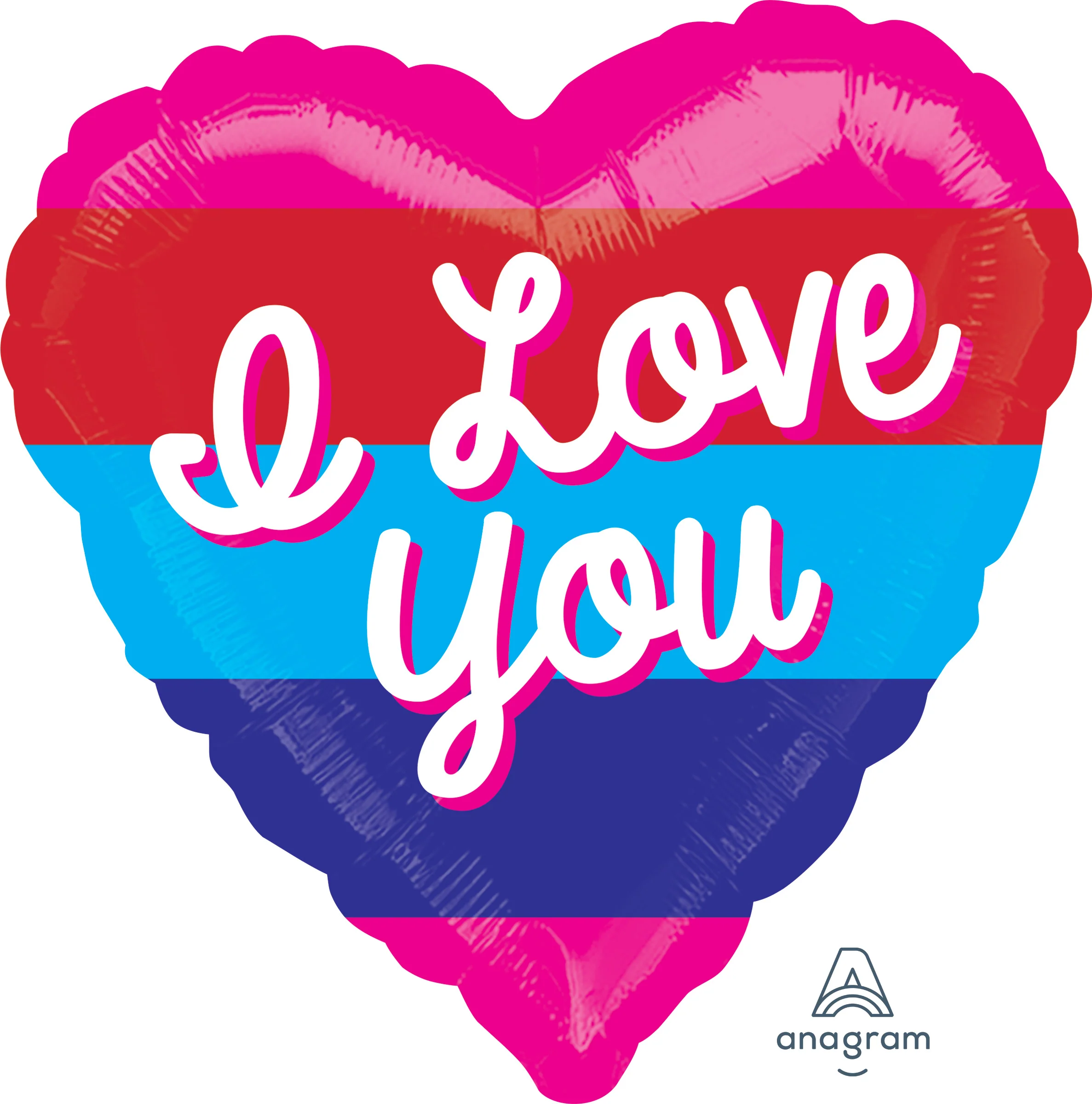 I love you raidallinen sydän muotofoliopallo