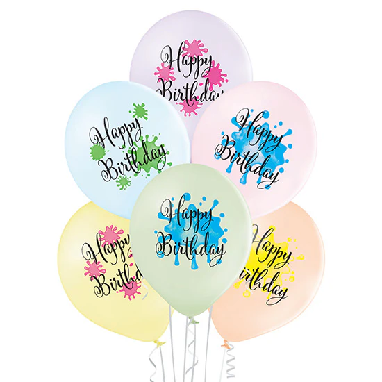 Ilmapallo 30 cm Happy Birthday 6 kpl/pkt
