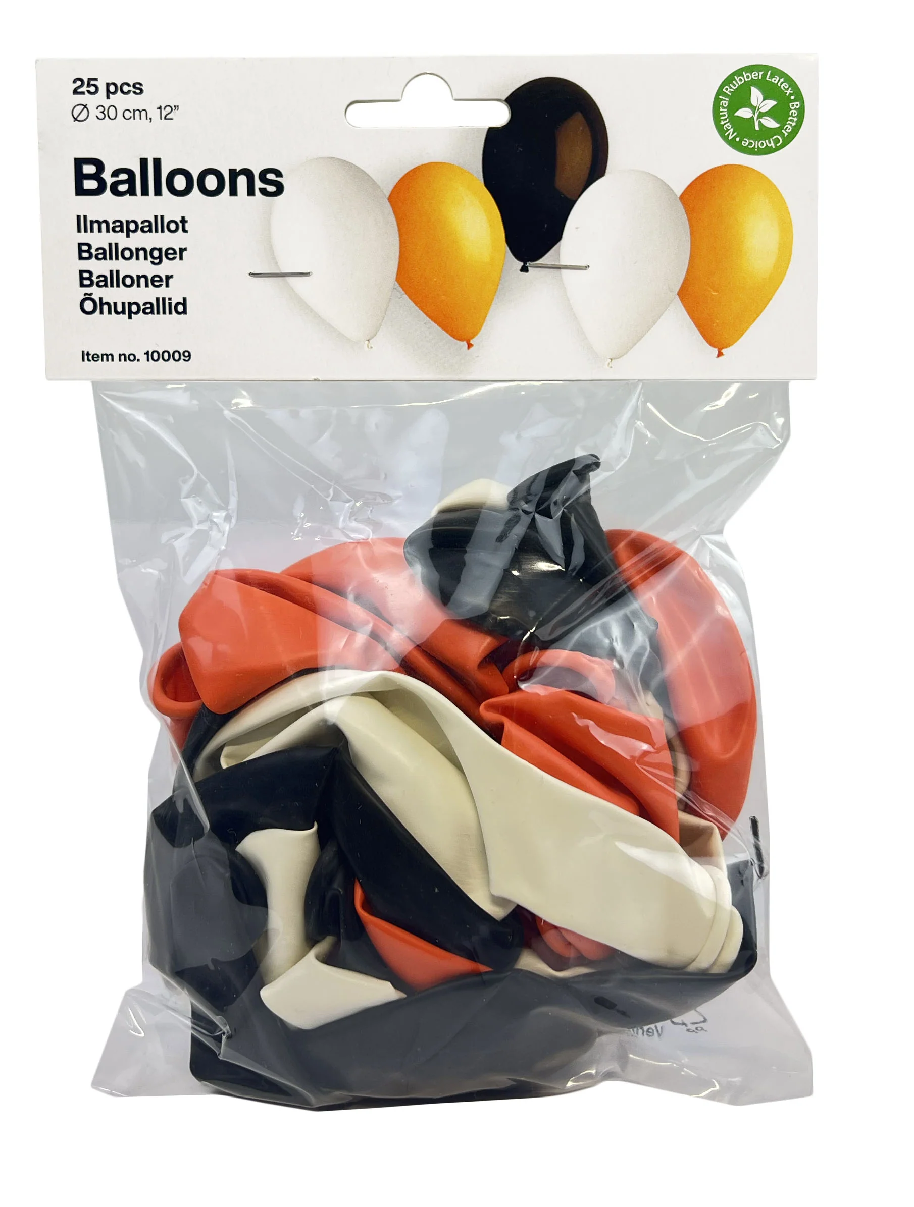 Ilmapallo 30 cm oranssi-musta-valkoinen 25 kpl/pss - Image 2