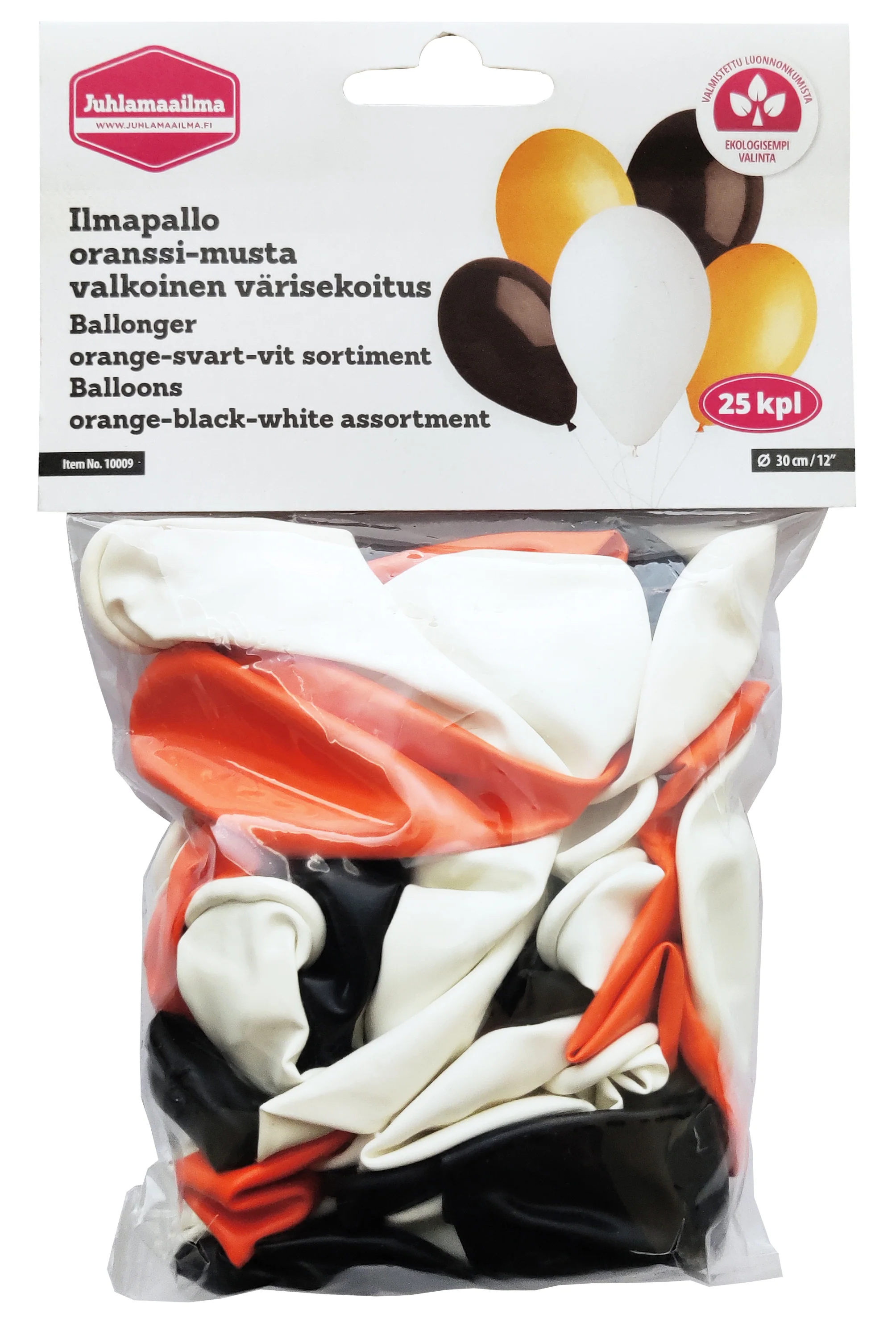 Ilmapallo 30 cm oranssi-musta-valkoinen 25 kpl/pss - Image 3