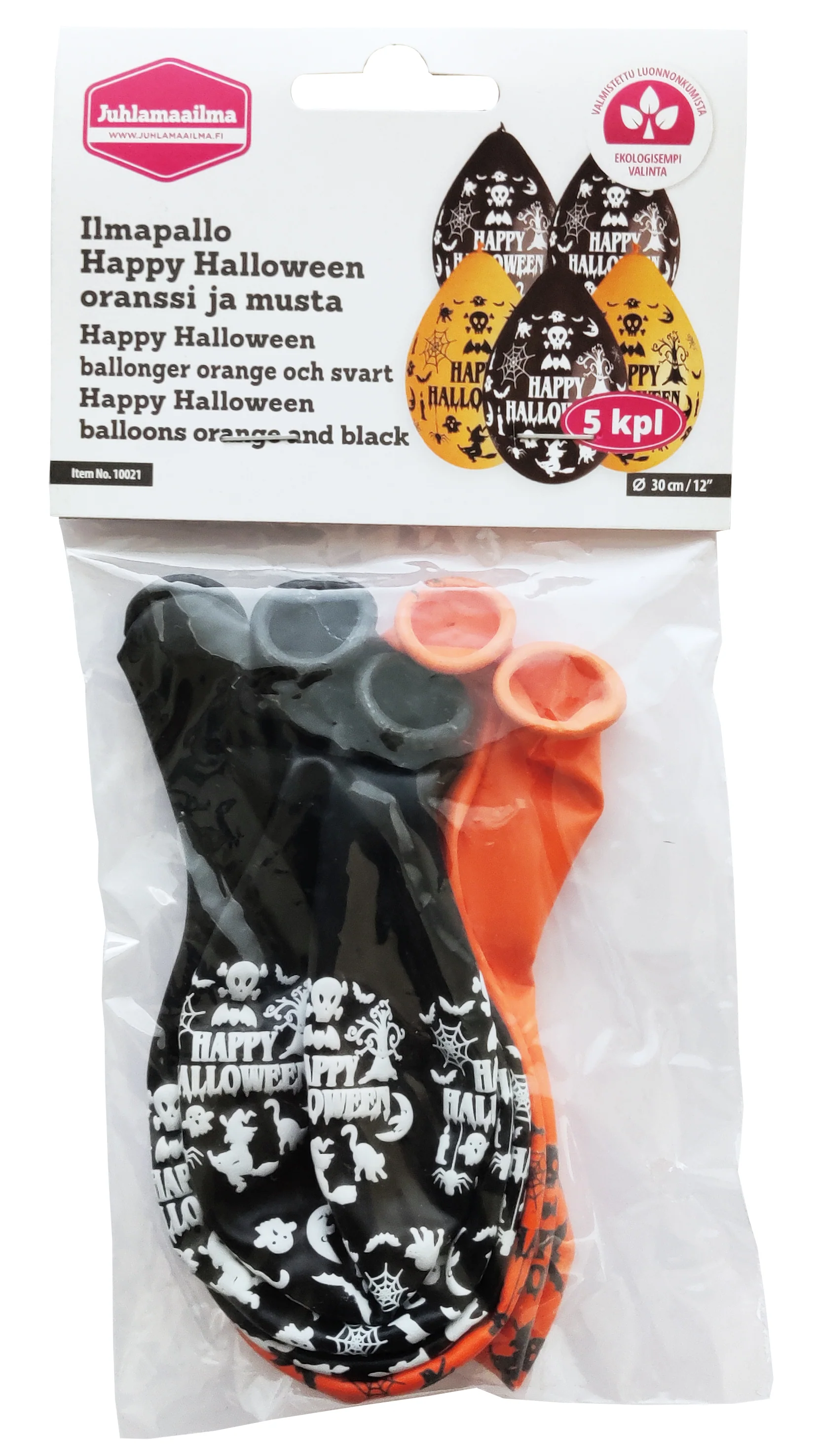Ilmapallo Happy Halloween 30 cm oranssi ja musta 5 kpl/pss - Image 3