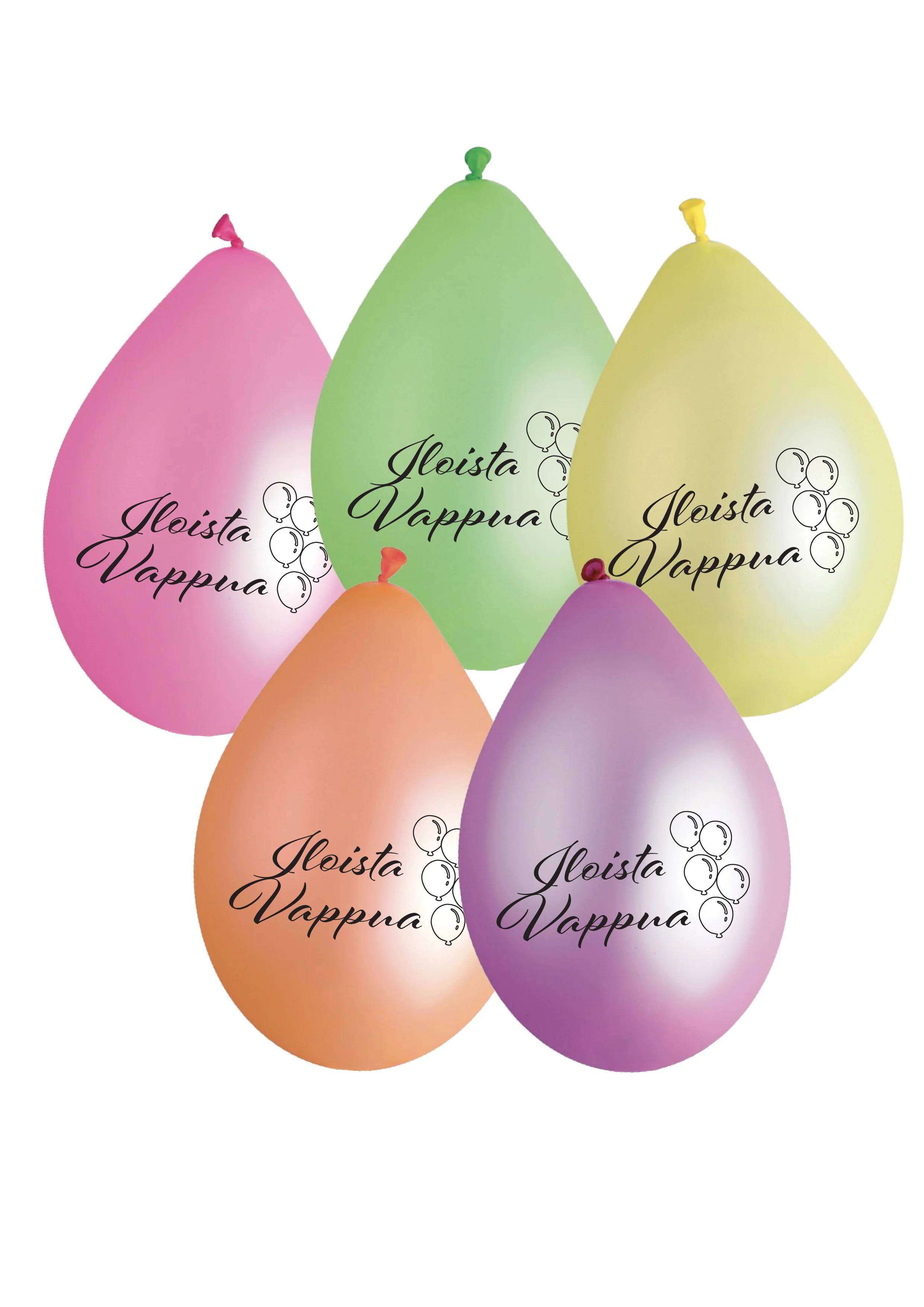 Iloista vappua ilmapallo neon 30 cm 5 kpl/pss