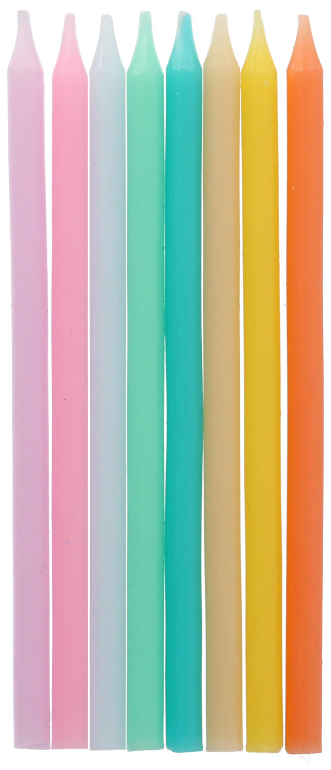 Kakkukynttilät 10 cm pastellivärisekoitus 24 kpl/pkt