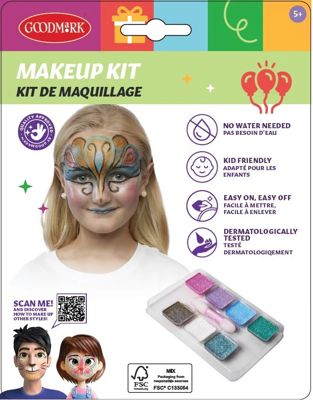 Kasvovärisetti glitter ja sivellin - Image 2