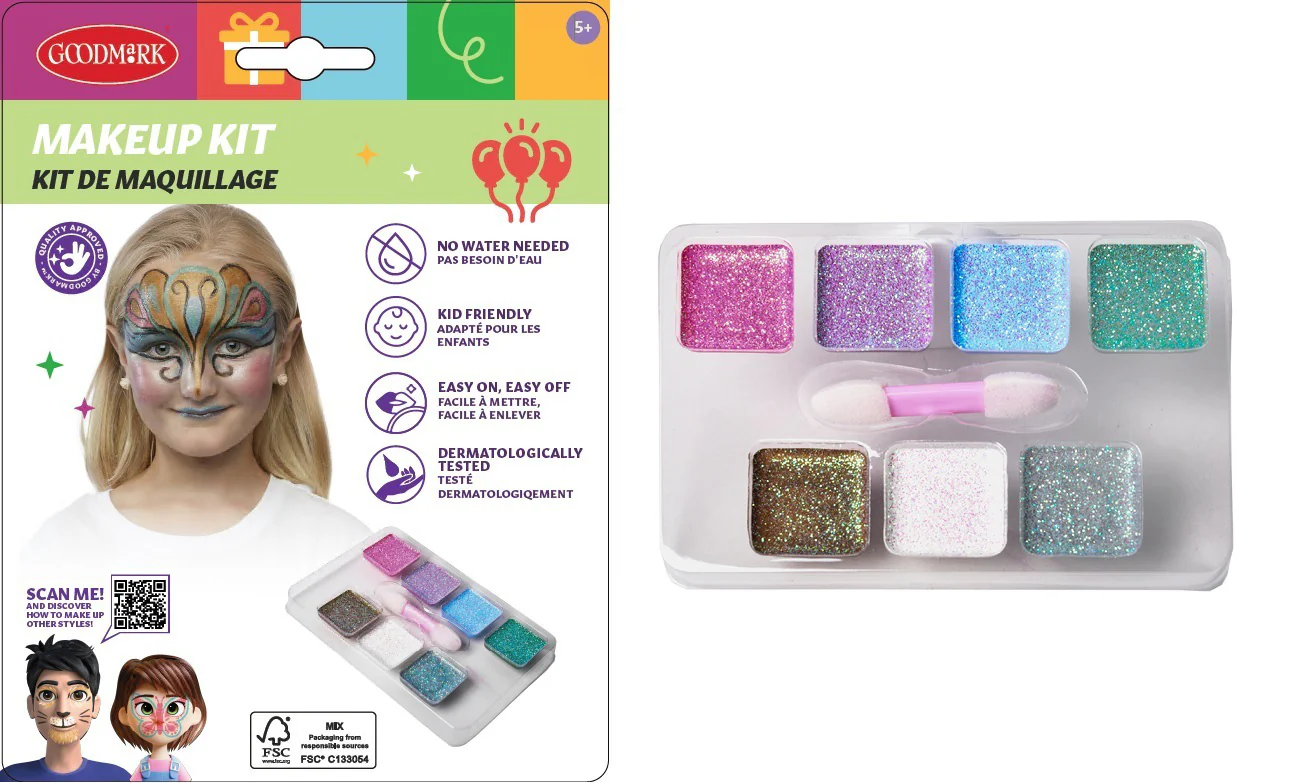 Kasvovärisetti glitter ja sivellin - Image 3