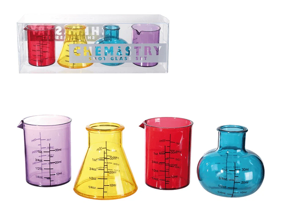 Kemistin shottilasit värikäät 50 ml 4 kpl/pkt