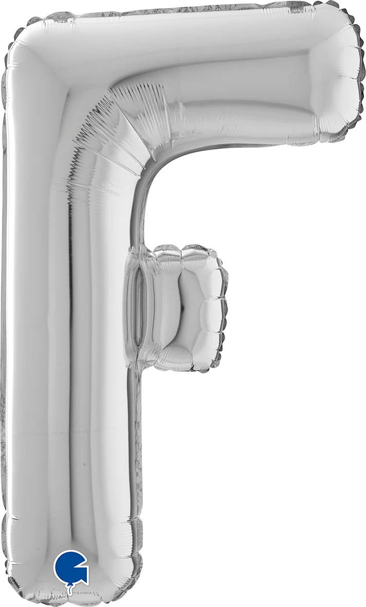 Kirjainfolio F hopeanvärinen 75 cm