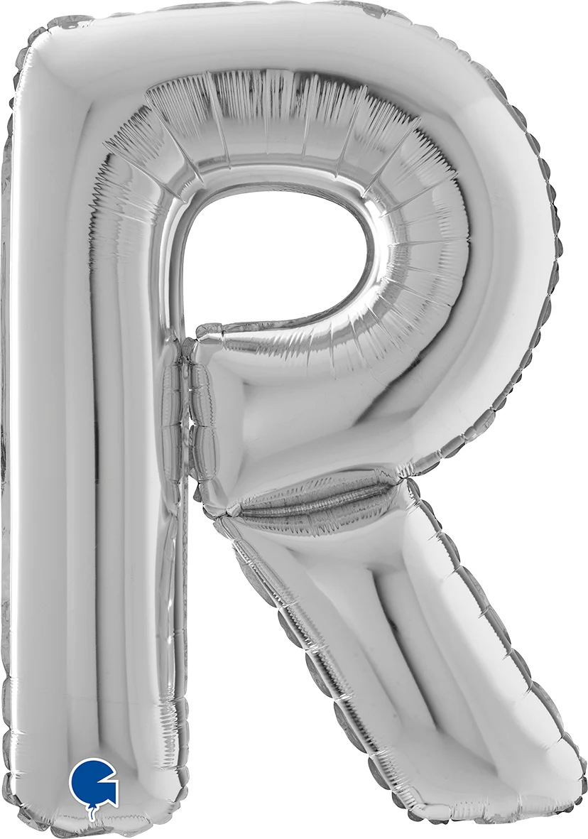 Kirjainfolio R hopeanvärinen 75 cm