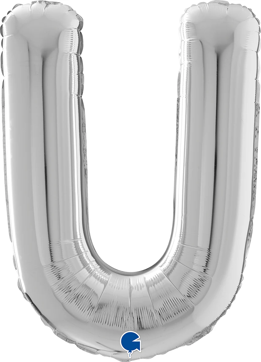 Kirjainfolio U hopeanvärinen 75 cm