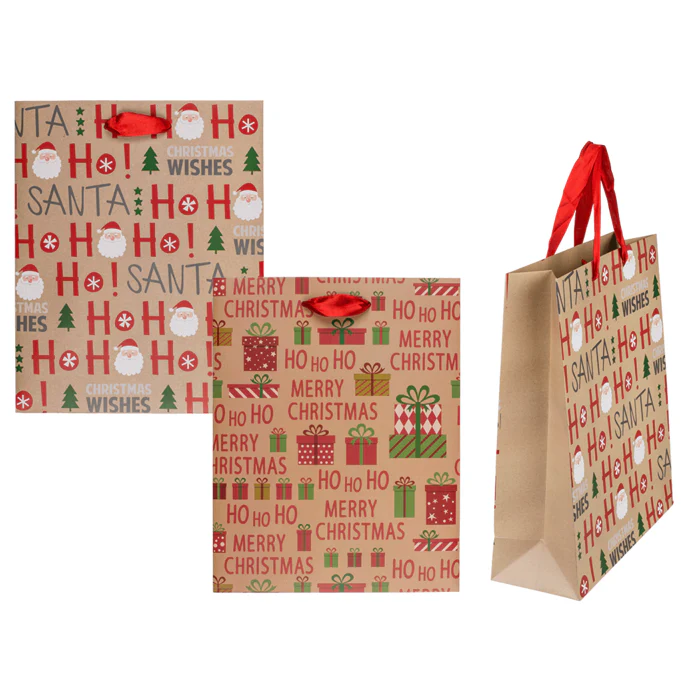 Lahjakassi Ho Ho Ho 18 x 10 x 23 cm, lajitelma 2 erilaista