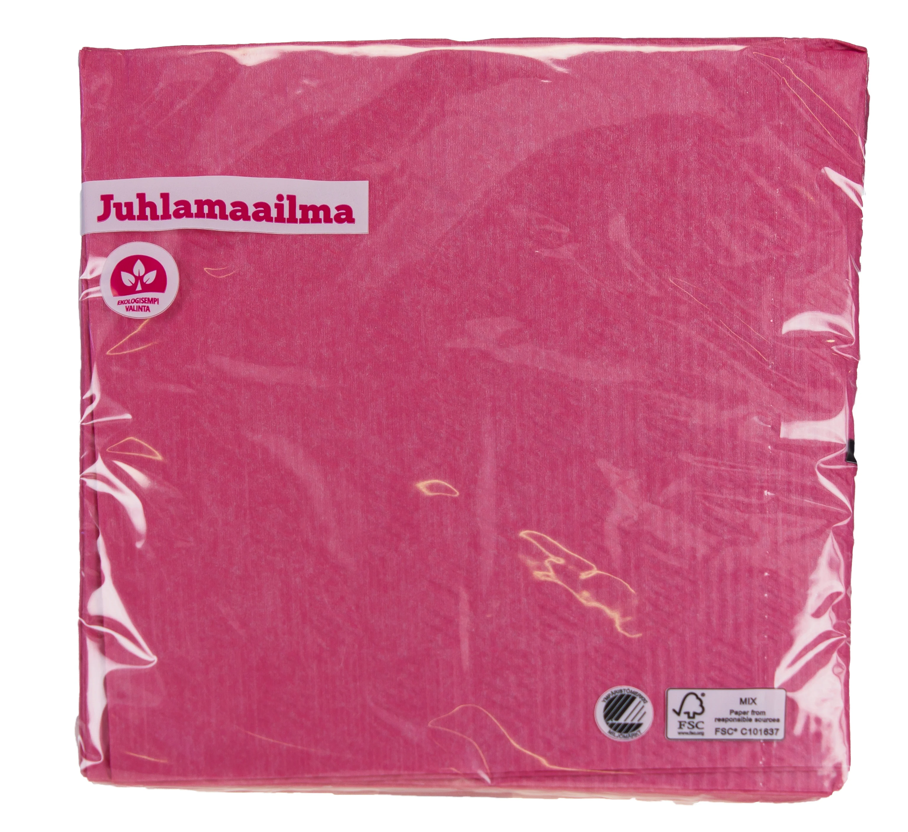 Lautasliina 25 cm fuksianpunainen kohokuvioitu 20 kpl/pkt - Image 2