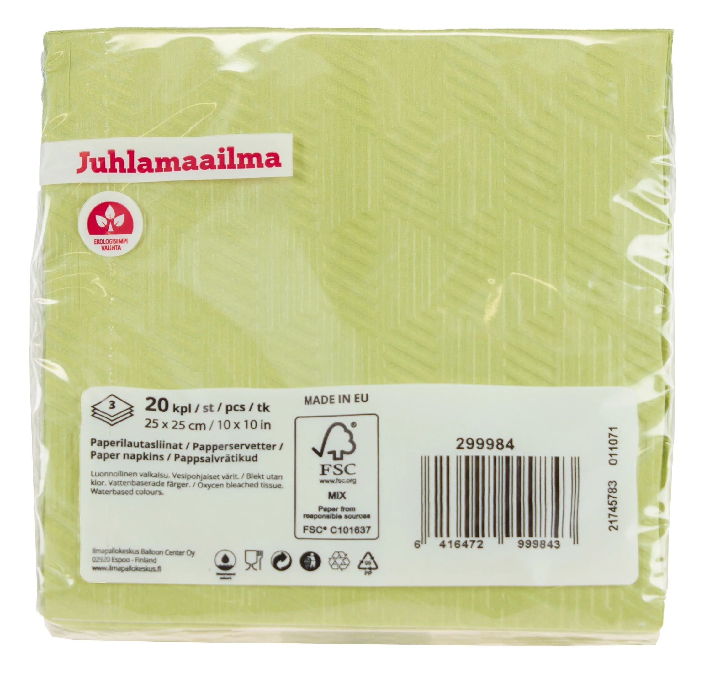 Lautasliina 25 cm lime kohokuvioitu 20 kpl/pkt - Image 3