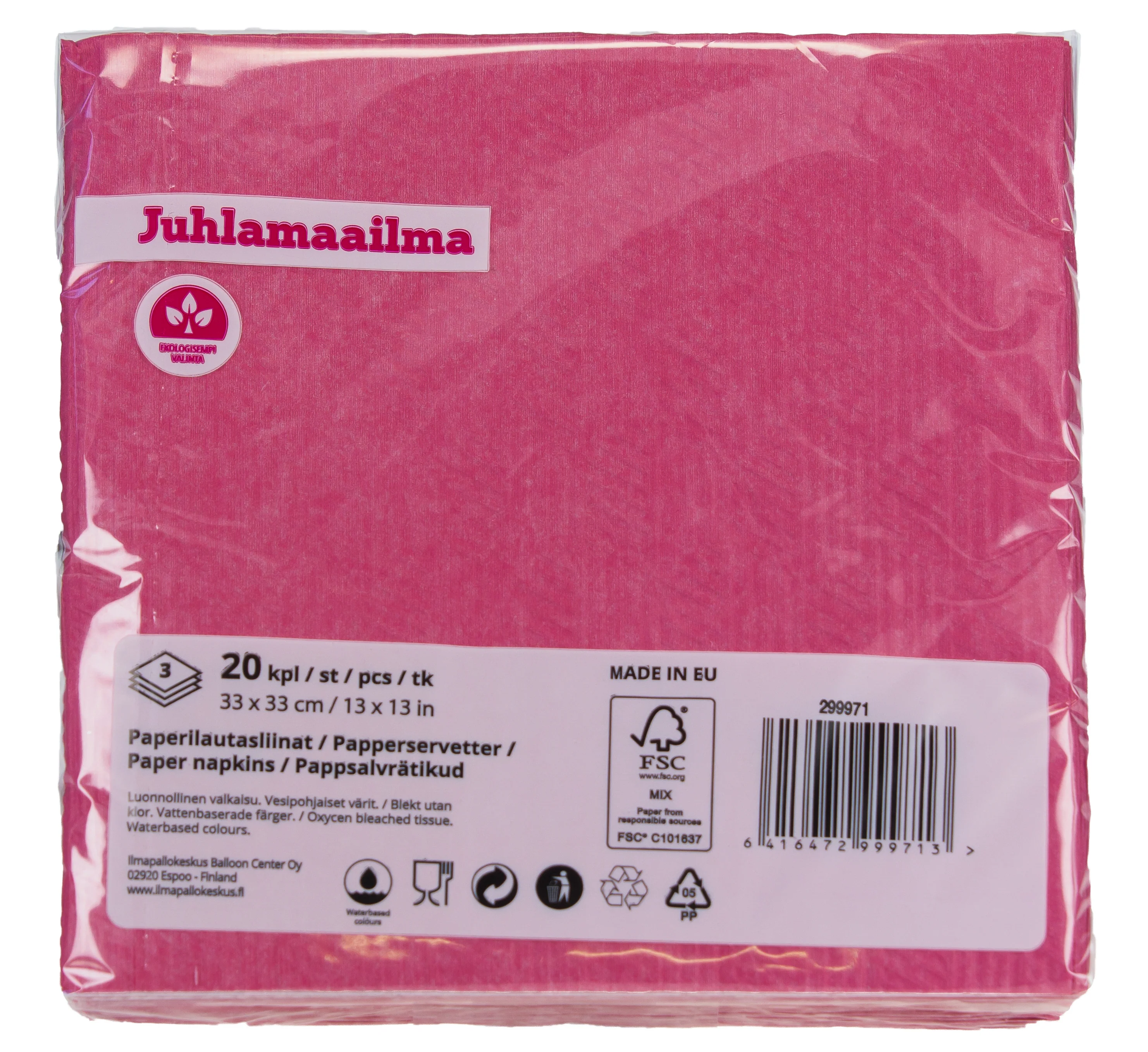 Lautasliina 33 cm fuksianpunainen kohokuvioitu 20 kpl/pkt - Image 3