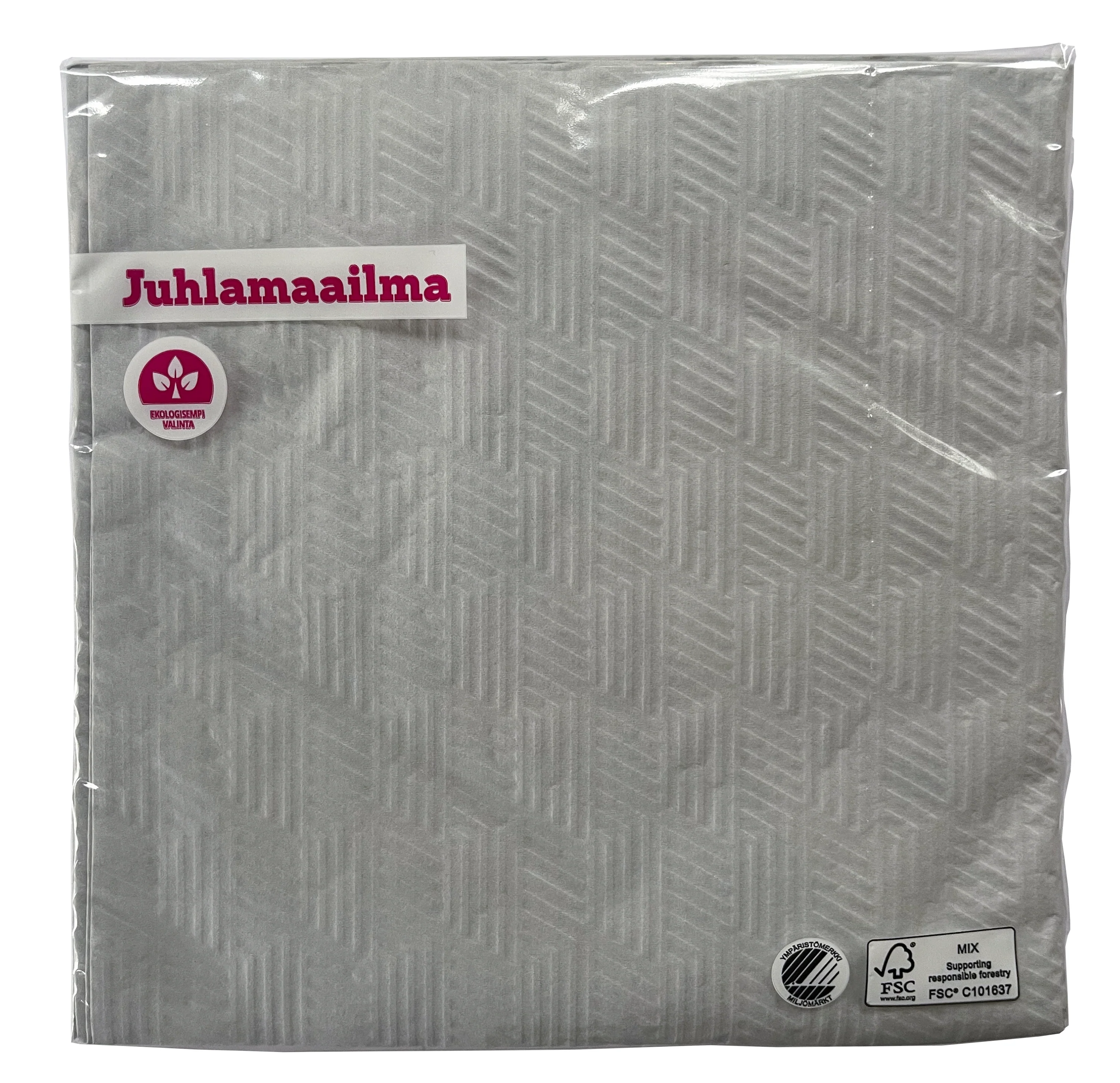 Lautasliina 33 cm hopeanvärinen kohokuvioitu 20 kpl/pkt - Image 2