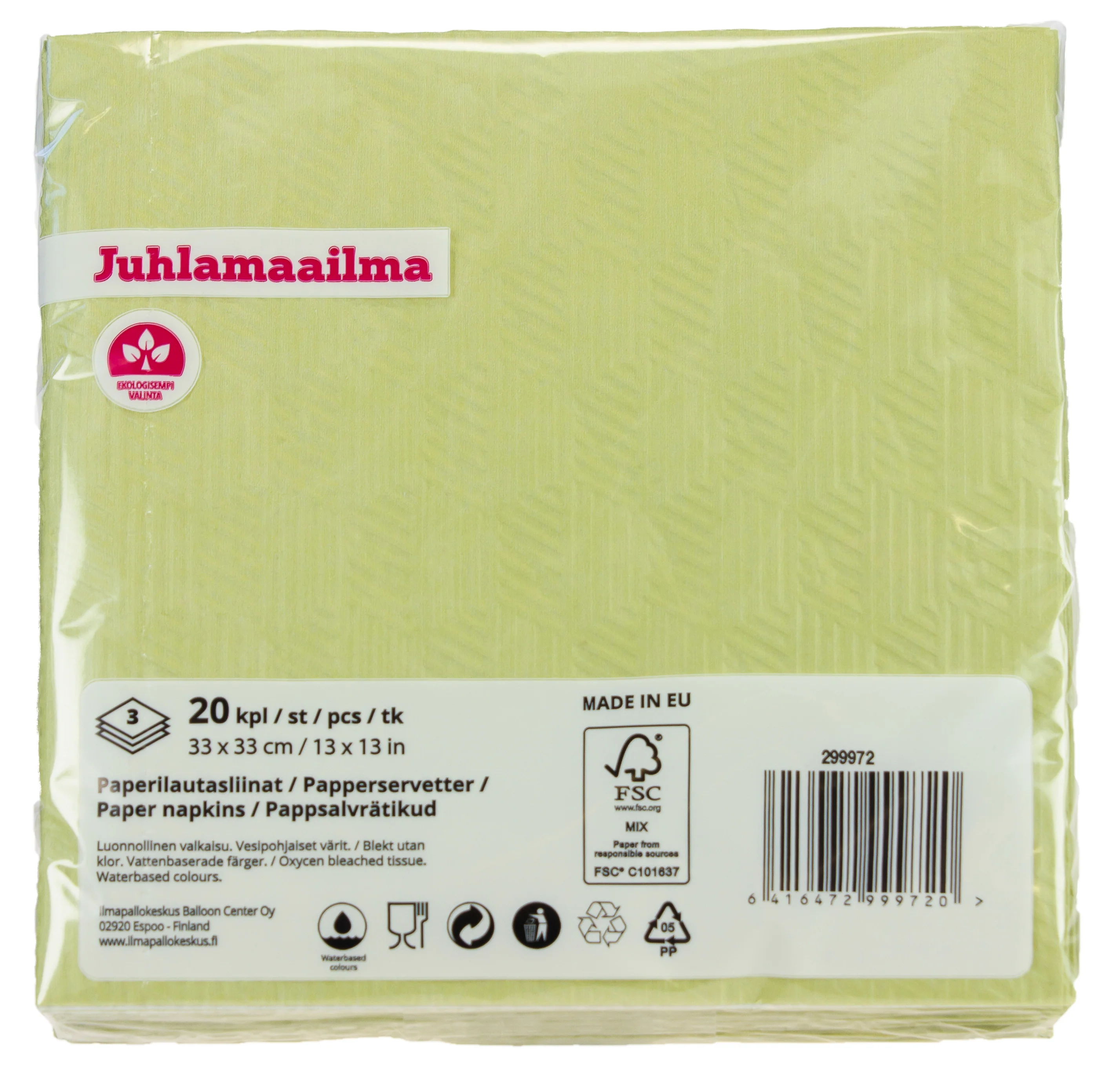 Lautasliina 33 cm lime kohokuvioitu 20 kpl/pkt - Image 3