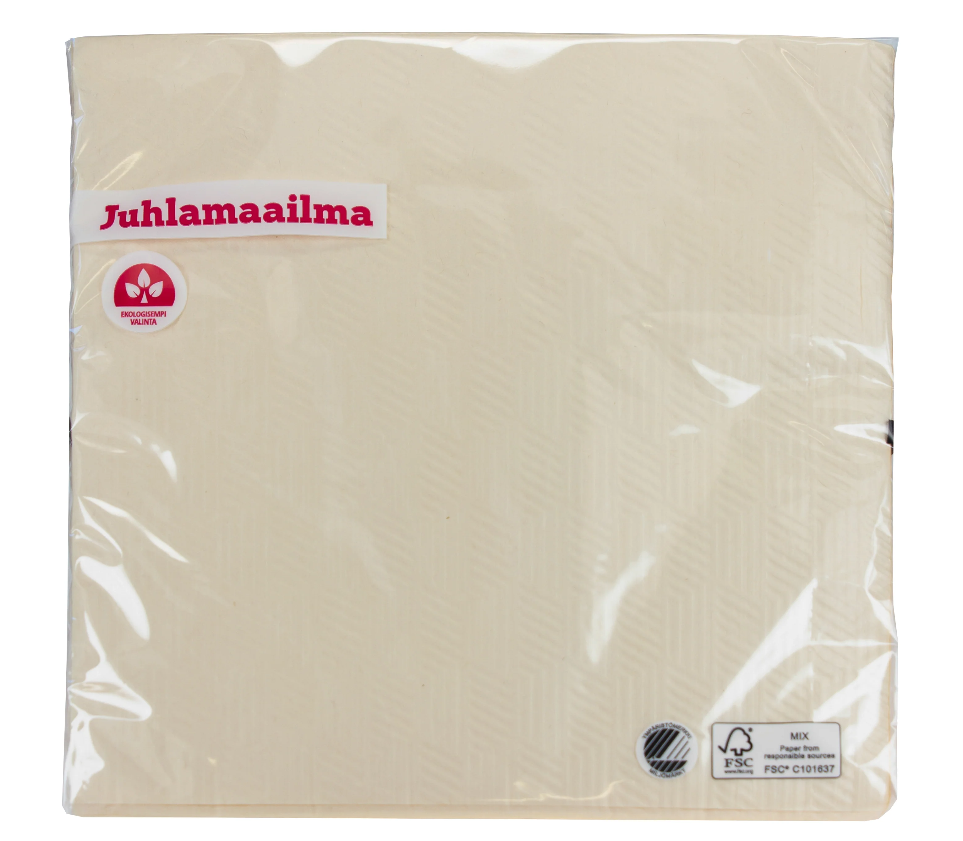 Lautasliina 40 cm helmiäisvalkoinen kohokuvioitu 20 kpl/pkt - Image 2