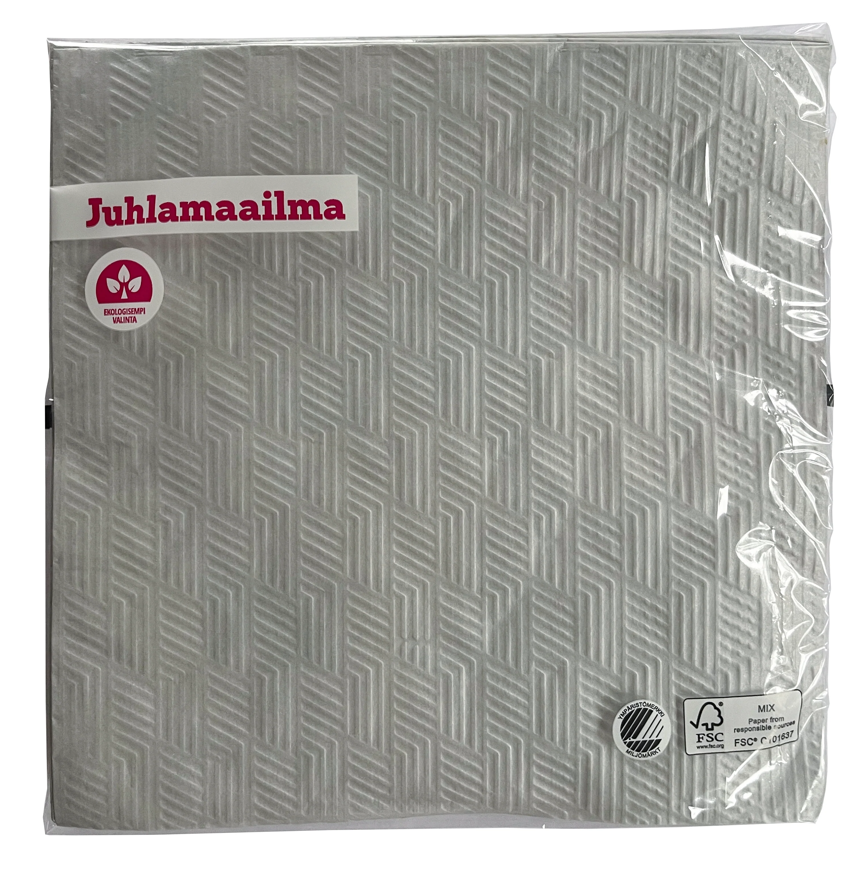 Lautasliina 40 cm hopeanvärinen kohokuvioitu 20 kpl/pkt - Image 2
