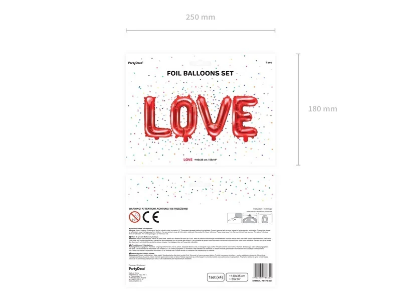 Love kirjaimet punainen ilmatäytteinen foliopallo 140 x 35 cm - Image 4