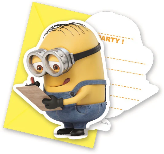 Minion kätyri kutsukortit ja kirjekuoret 6 kpl/pkt
