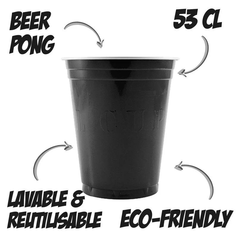 Muovimuki konepestävä musta 530 ml 20 kpl/pkt - Image 2