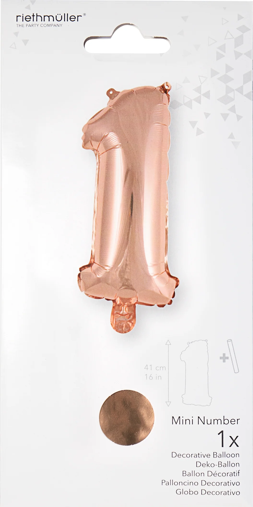 Numerofolio 1 ruusukullanvärinen puhallettava 35 cm - Image 2