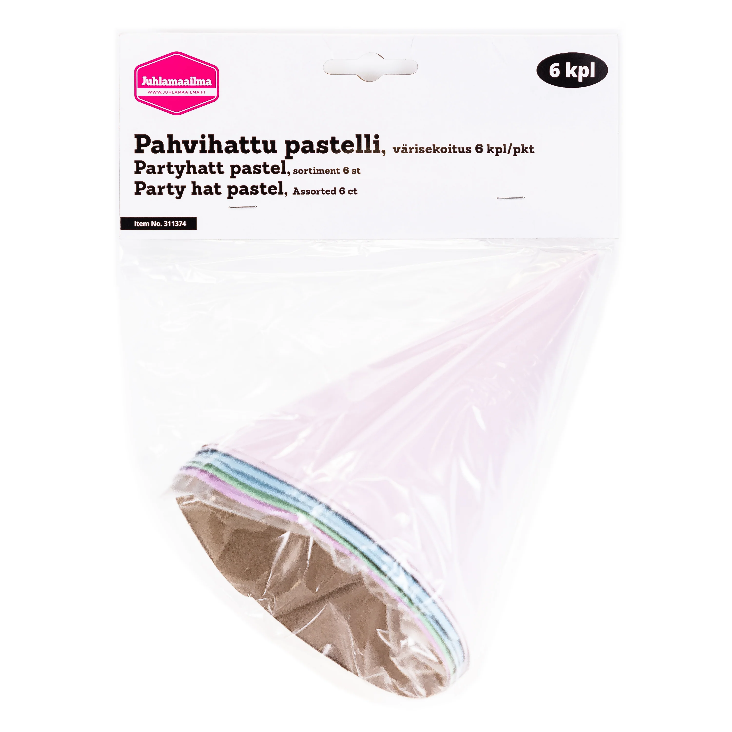 Pahvihattu pastelli, värisekoitus 6 kpl/pkt - Image 2