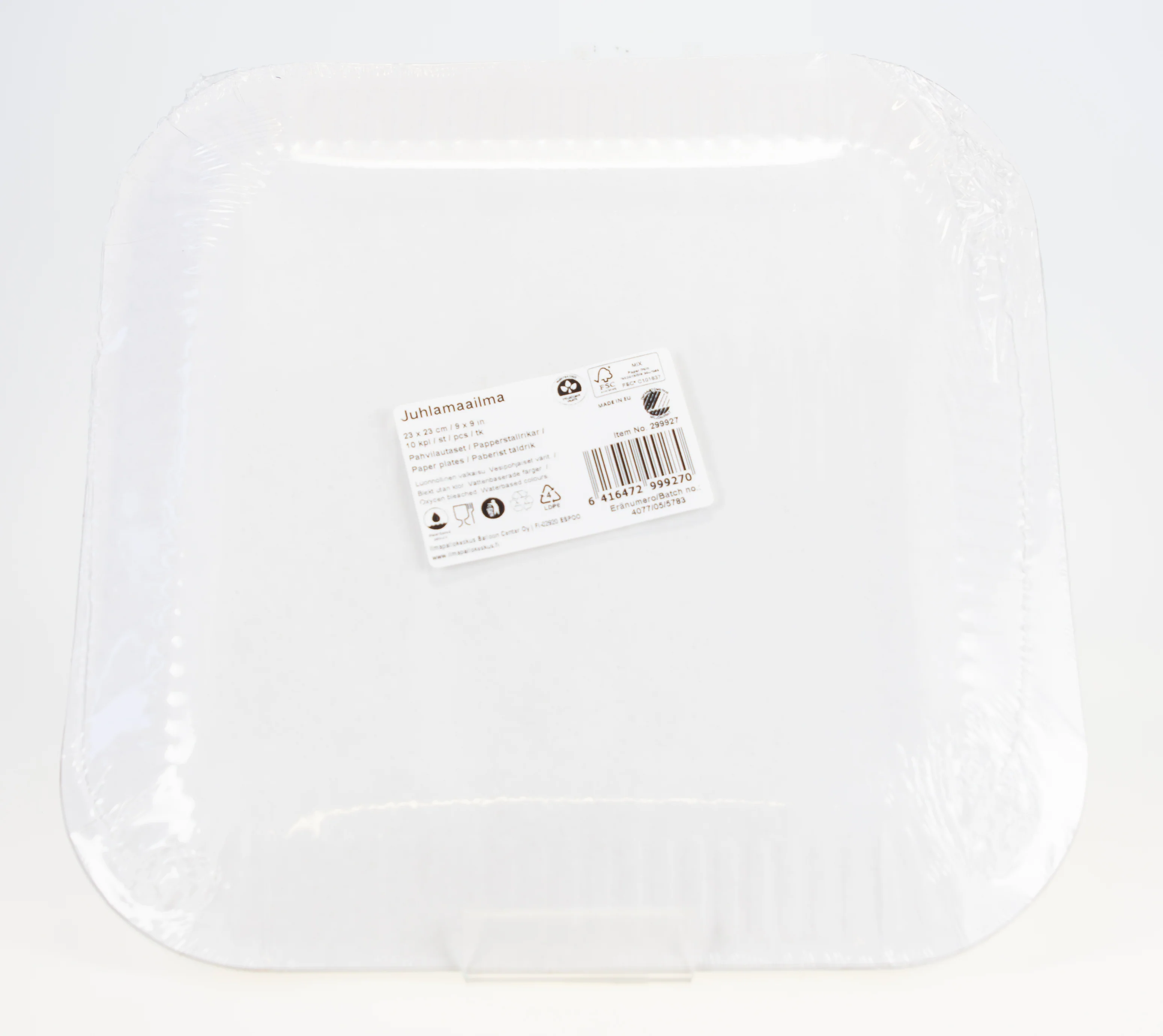 Pahvilautanen neliö 23 cm vaaleansininen 10 kpl/pkt - Image 3