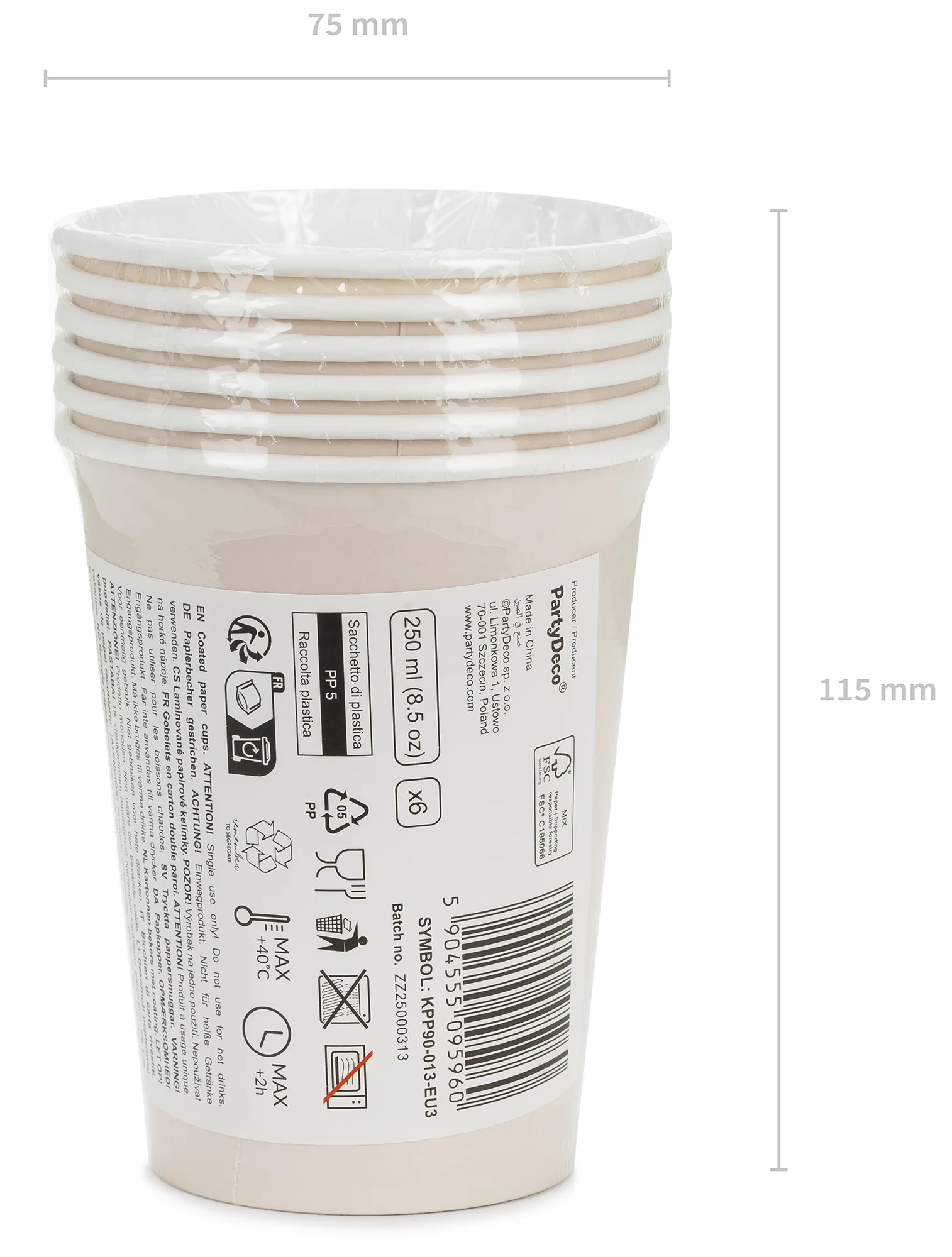 Pahvimuki beige, 250 ml 6 kpl/pkt - Image 4