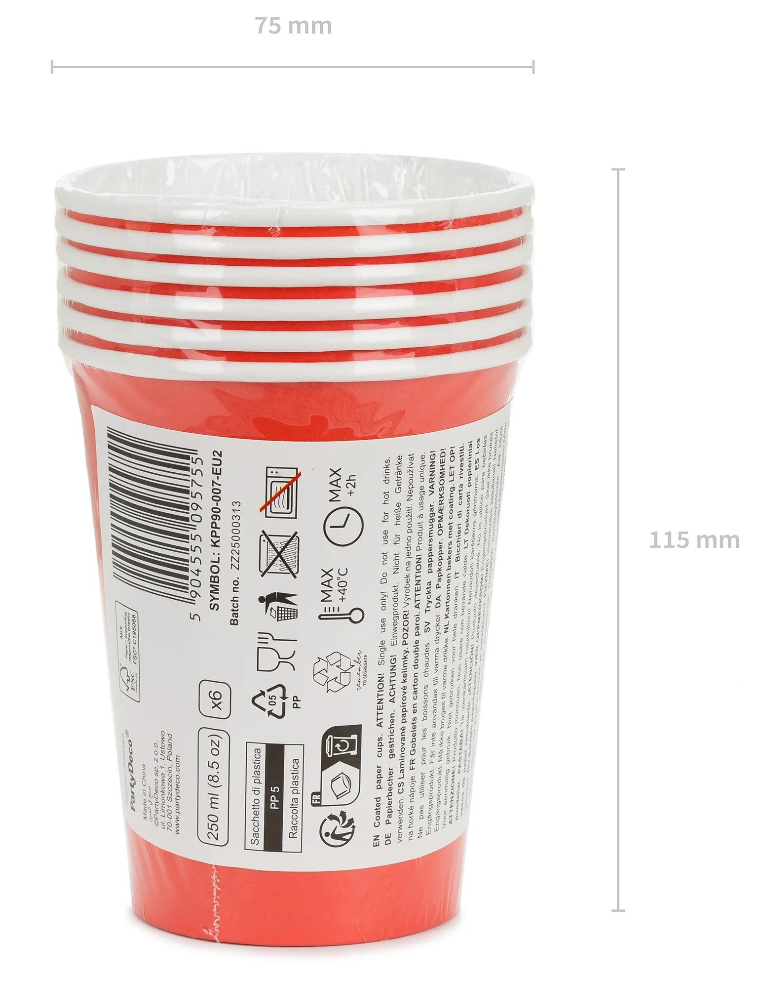 Pahvimuki punainen, 250 ml 6 kpl/pkt - Image 5