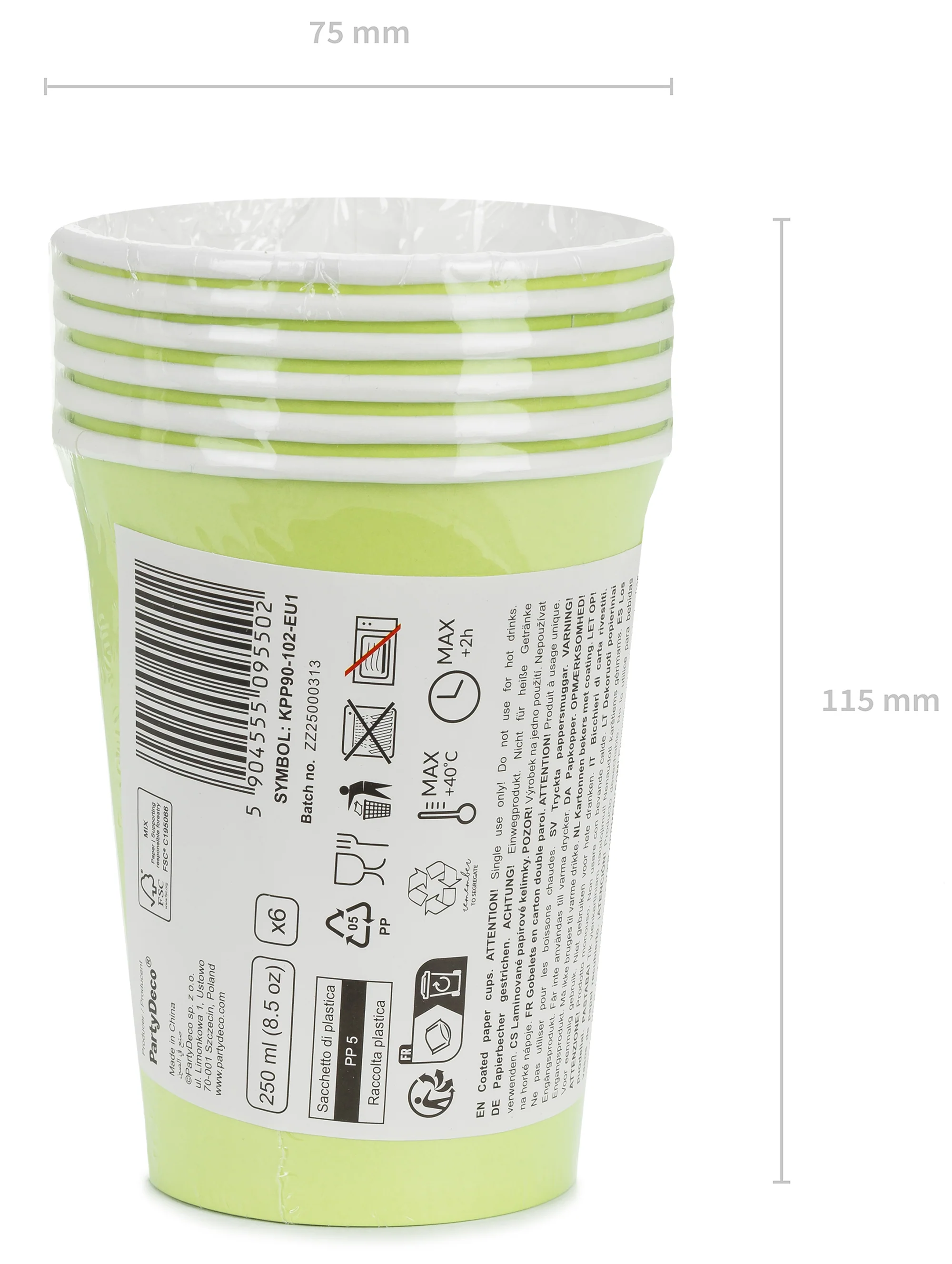 Pahvimuki vaaleanvihreä, 250 ml 6 kpl/pkt - Image 5