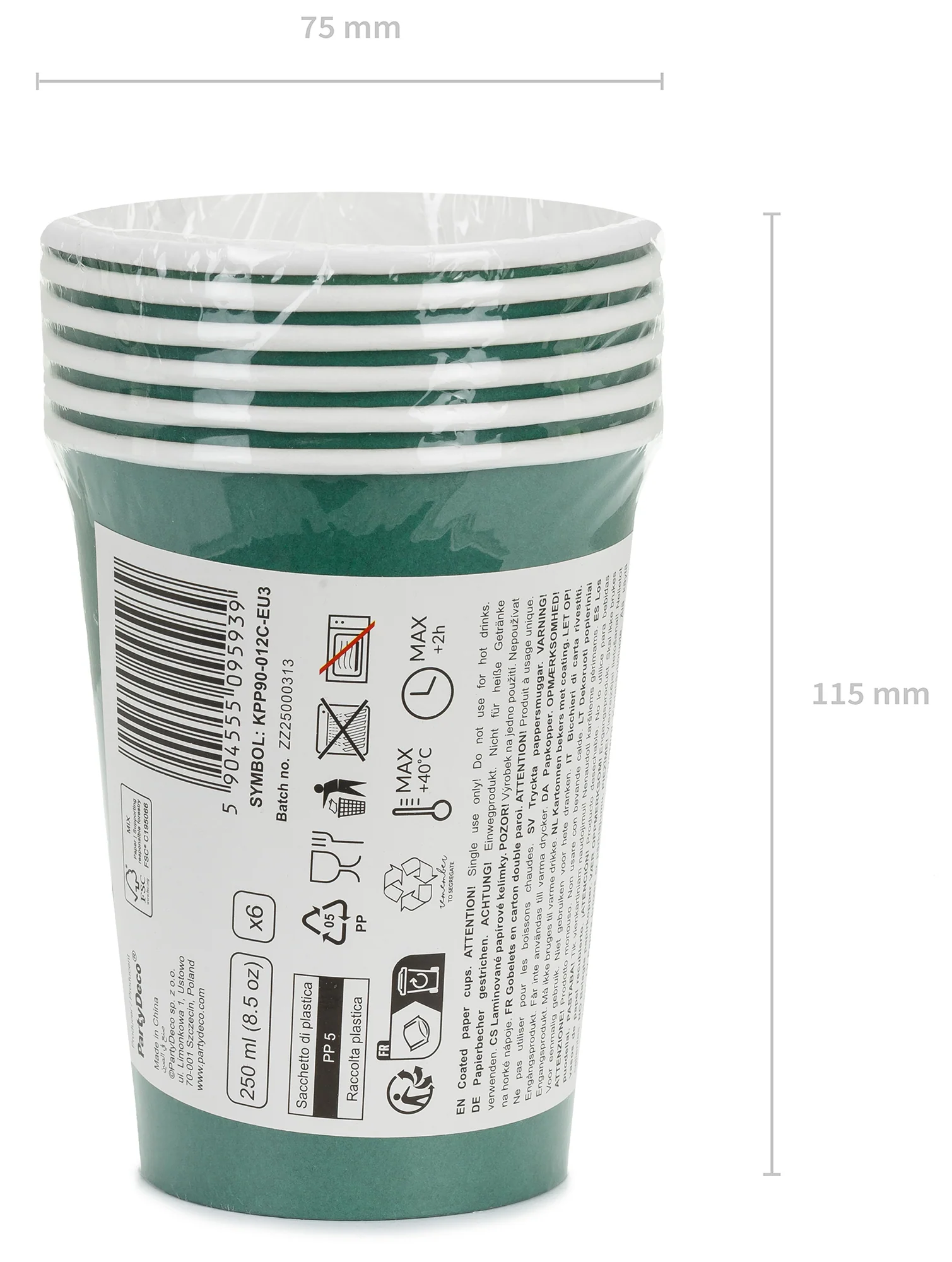 Pahvimuki vihreä, 250 ml 6 kpl/pkt - Image 4