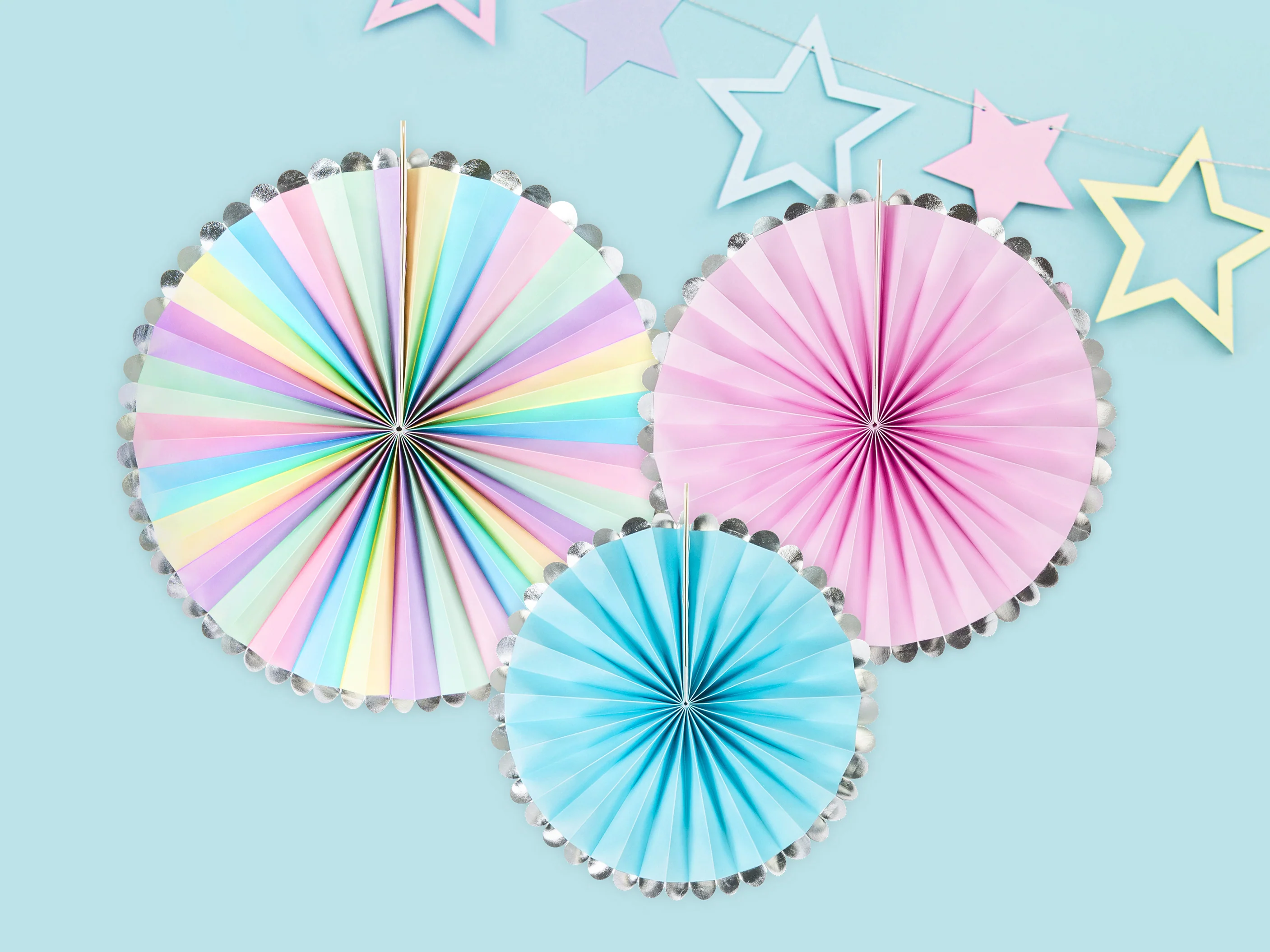 Paperiviuhkakoriste pastellivärit 3 kpl/pkt - Image 2