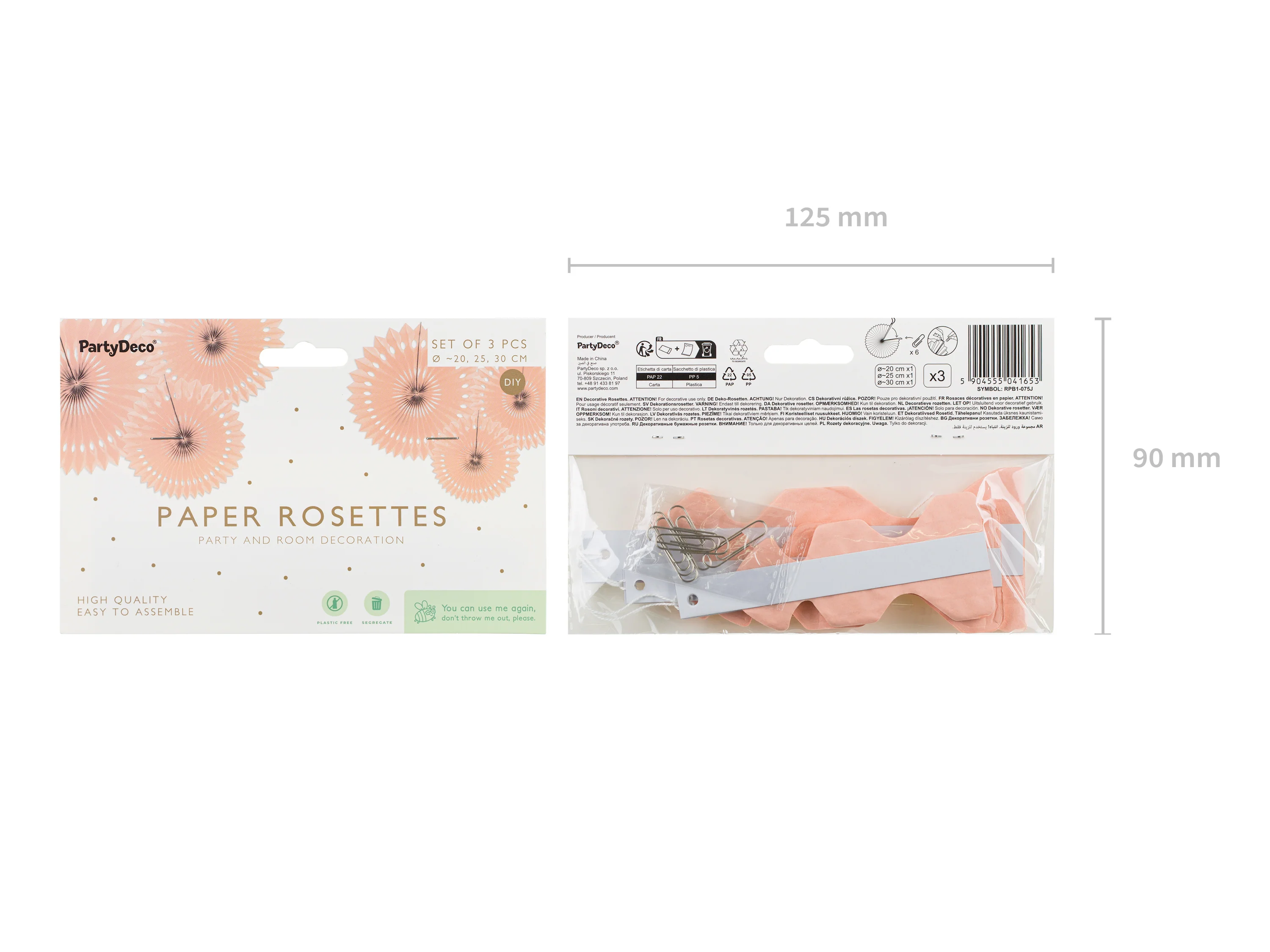 Paperiviuhkakoriste, vaalea persikka 20-30 cm, 3 kpl/pkt - Image 3