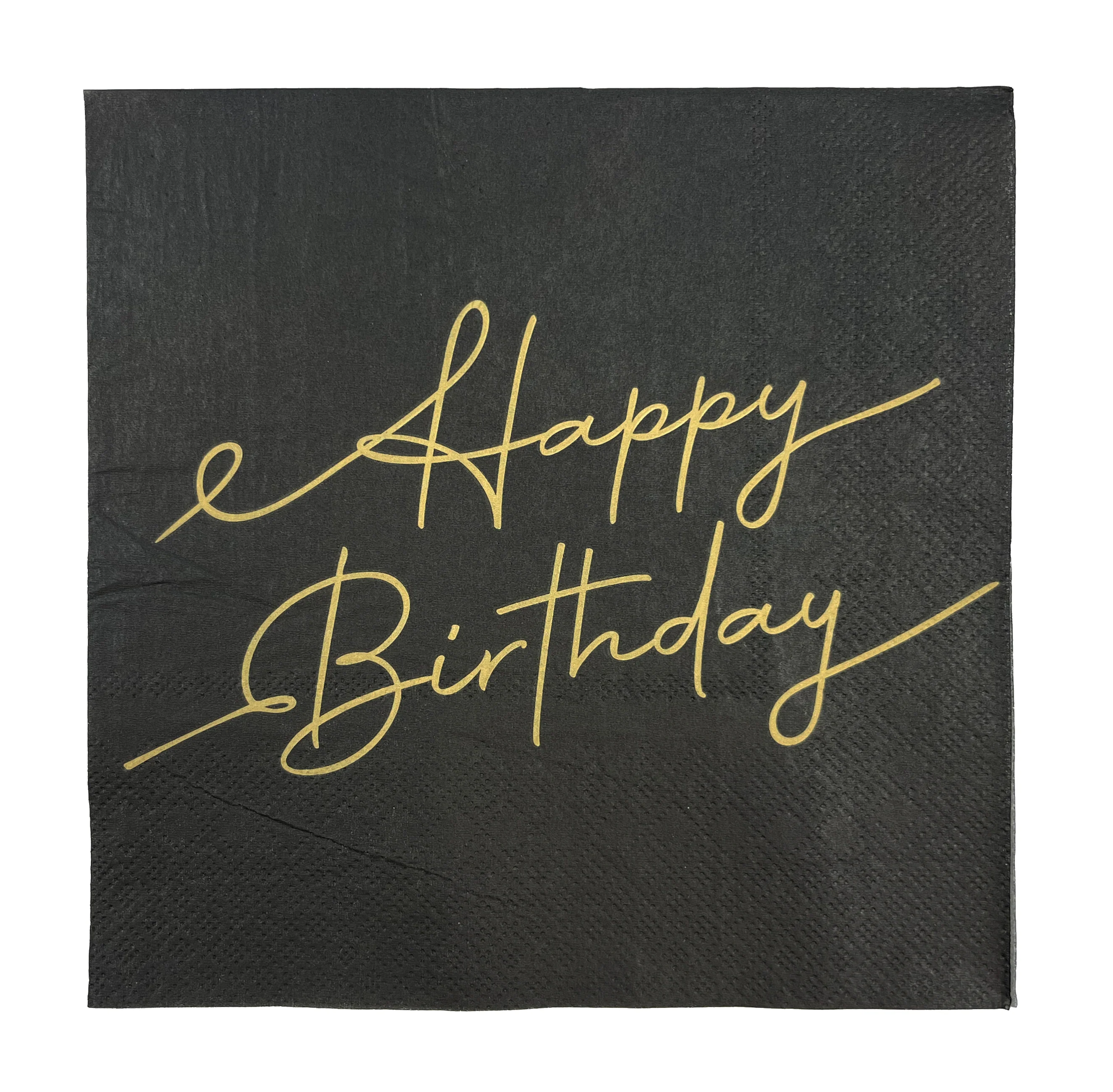 Pieni lautasliina Happy Birthday musta 25 x 25 cm 20 kplt/pkt