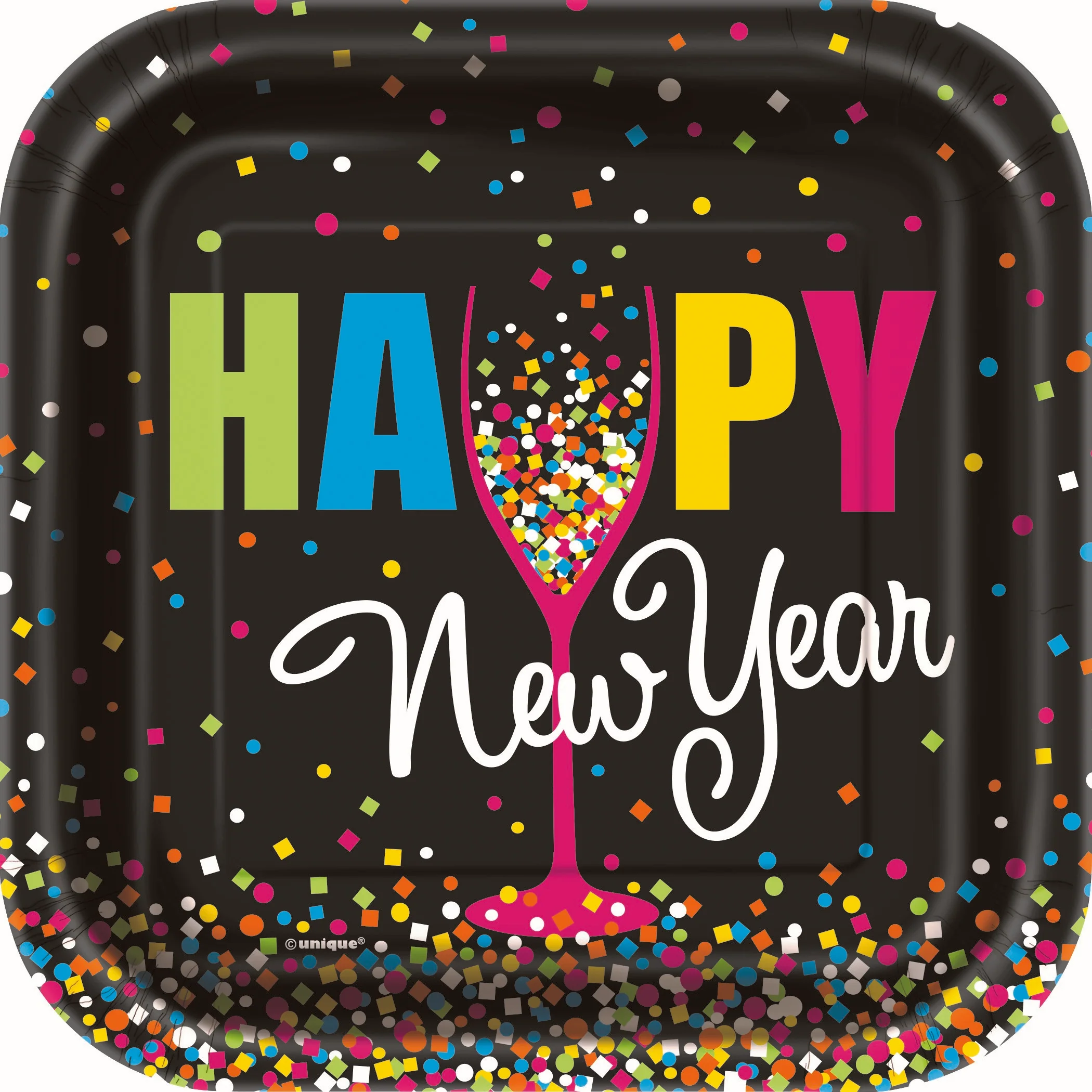 Pieni neliöpahvilautanen Happy New Year 10 kpl/pkt