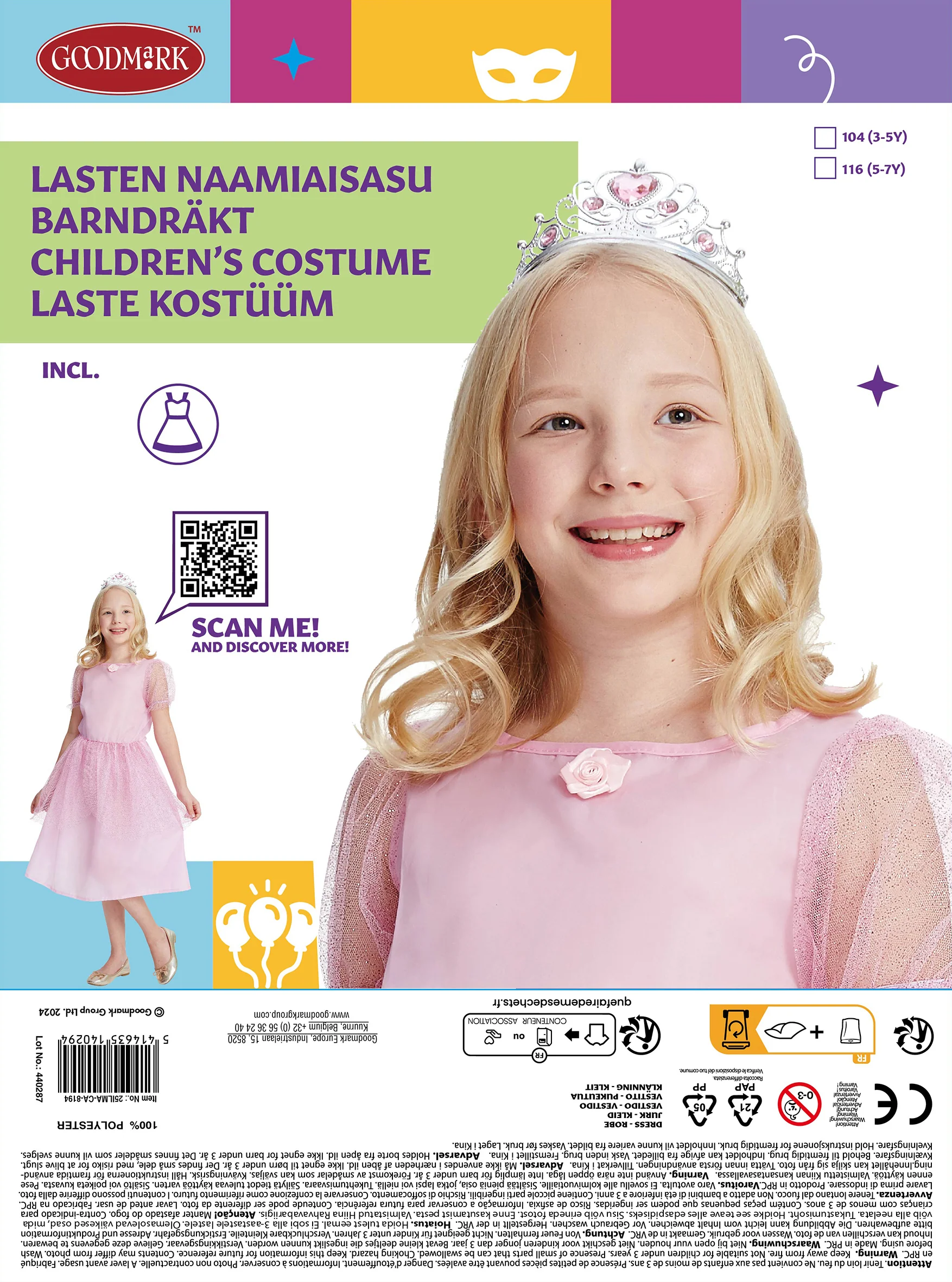 Prinsessa-asu lasten  104 cm - Image 2