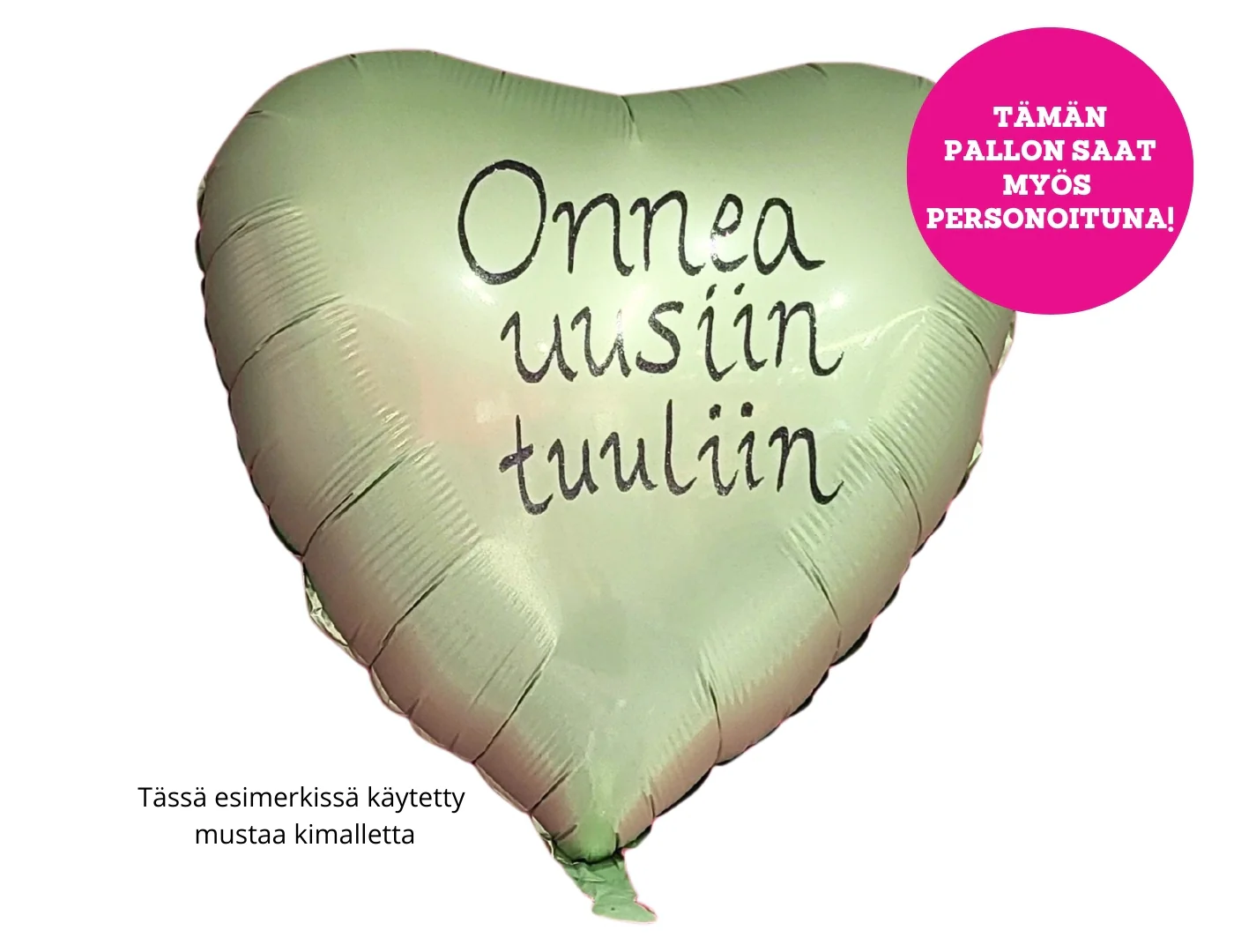 Satiinimintunvihreä sydän foliopallo - Image 3