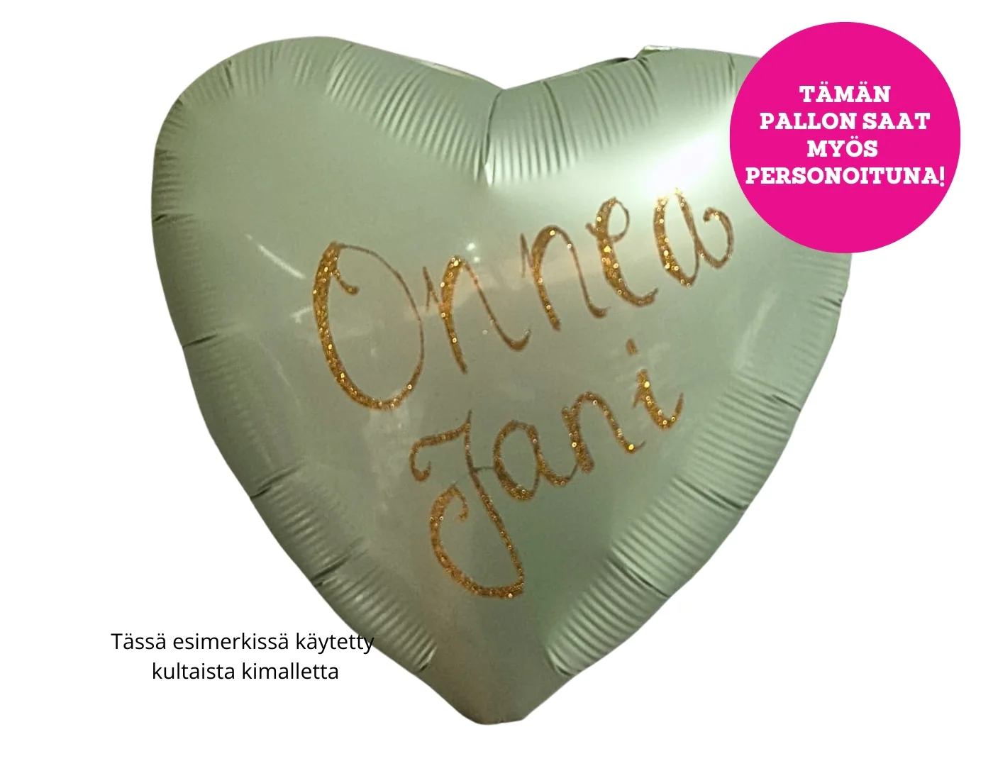 Satiinimintunvihreä sydän foliopallo - Image 2